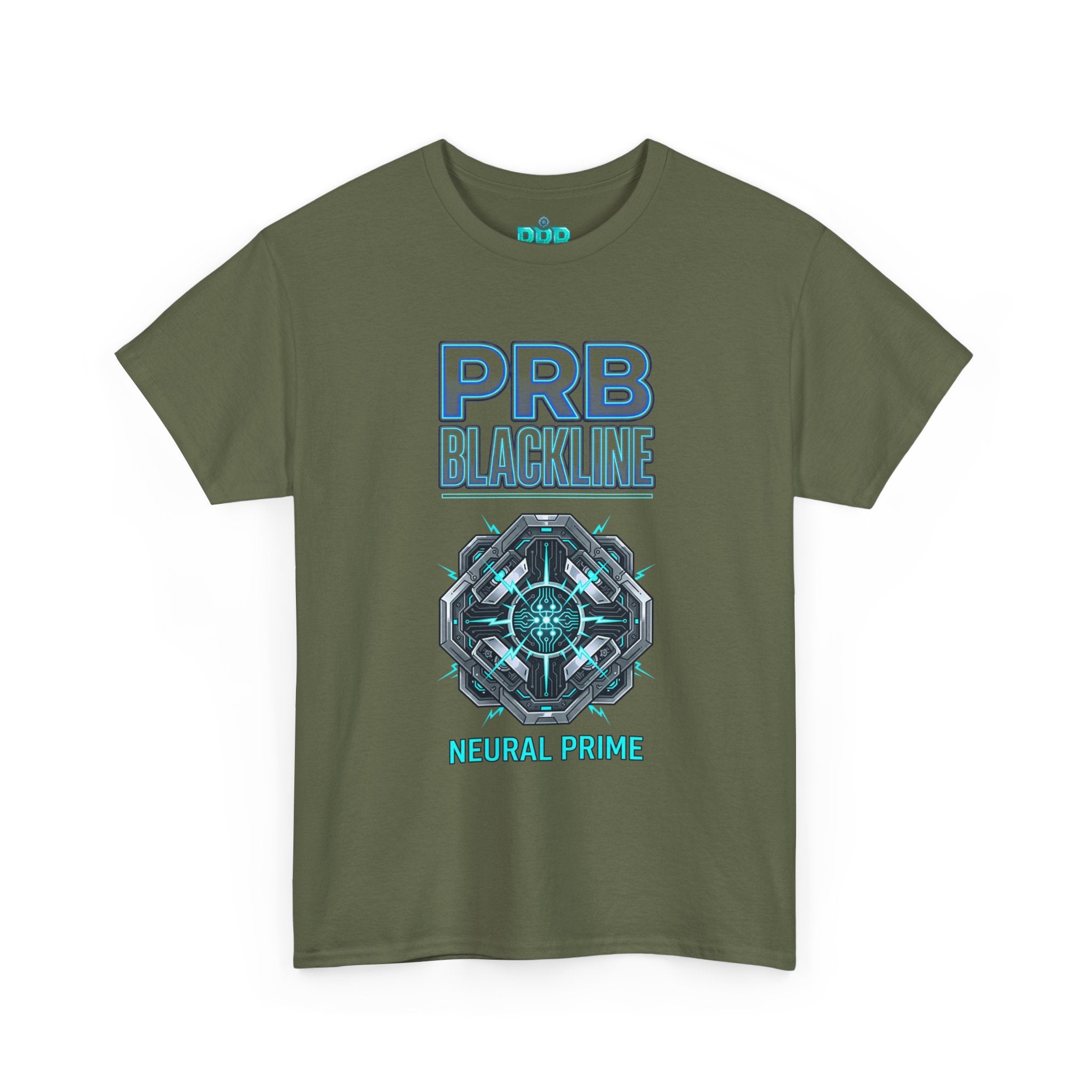 PRB Blackline Neural Prime Tech Tee — Futuristic Sci‑Fi Circuit Graphic T-Shirt by Printify