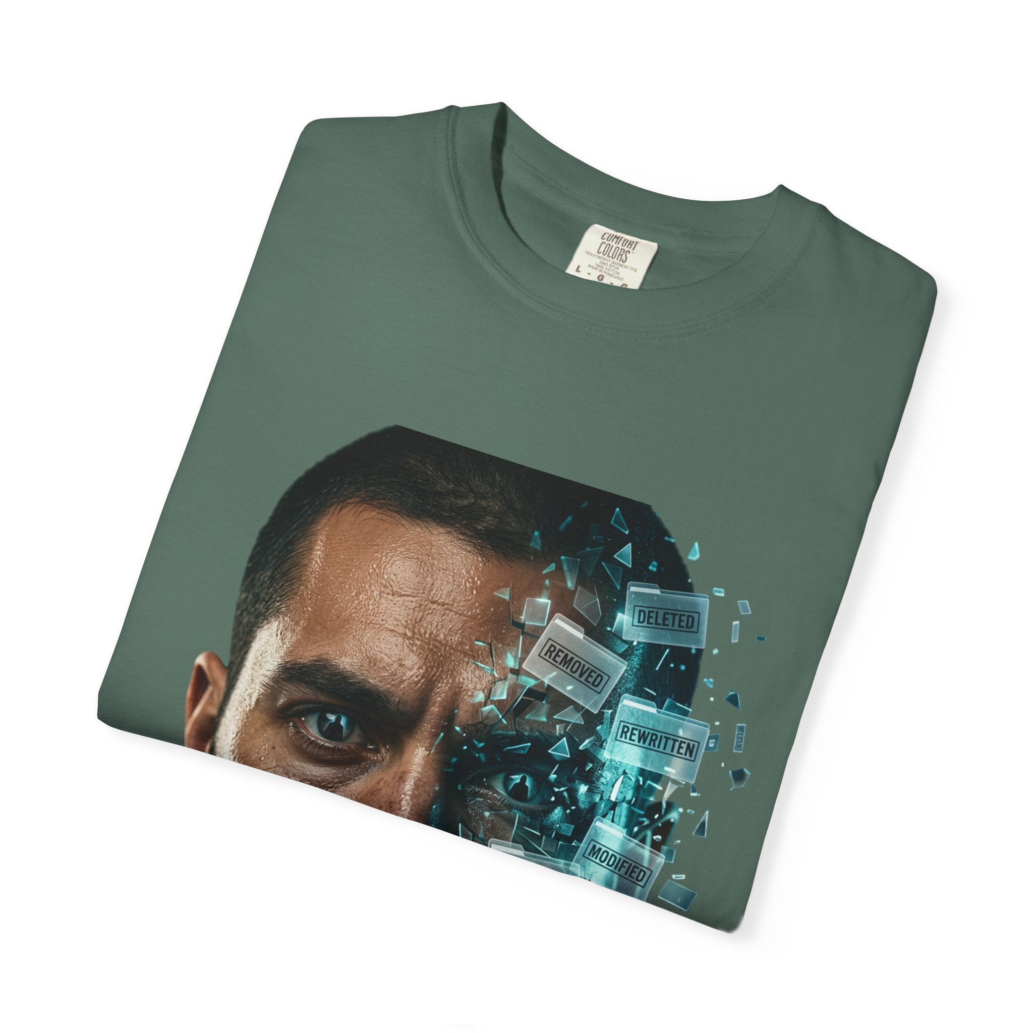 Syndication Loop Cyberpunk Portrait Tee — Tech-Noir Graphic T-Shirt | Power Runs Black by Printify
