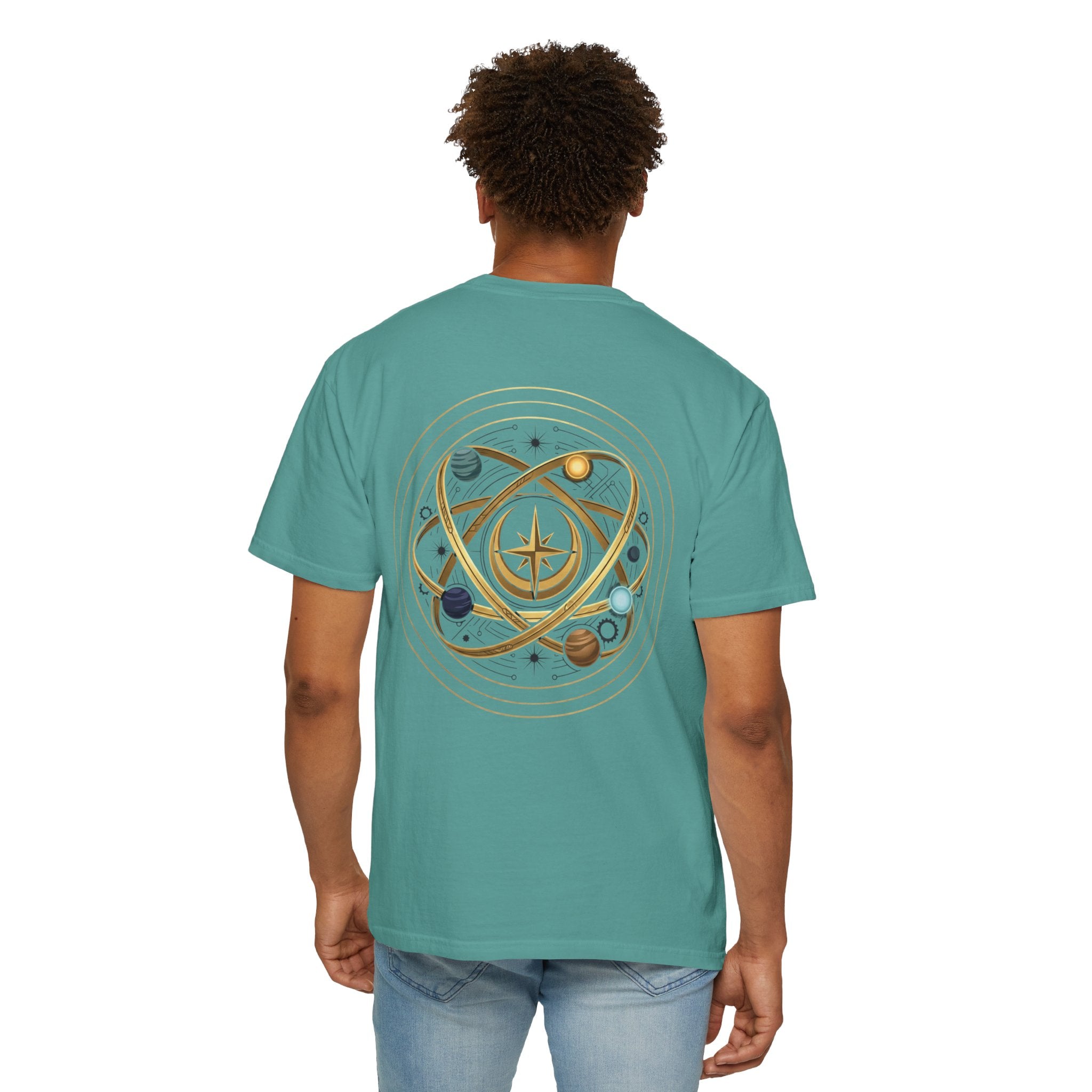 PRB Crown & Cosmos Graphic T-Shirt | Gold Royal Crest & Celestial Back by Printify