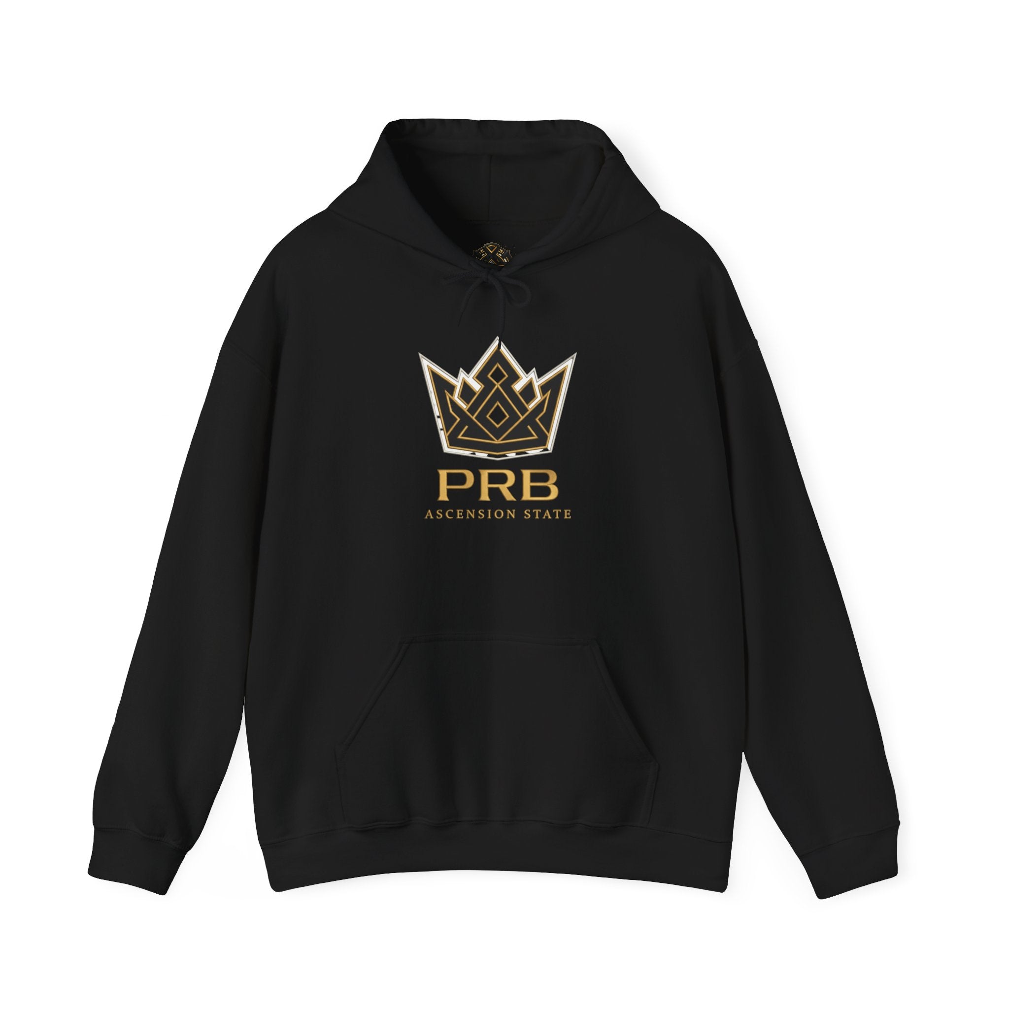 Power Runs Black PRB Logo Hoodie — Ascension State Crown Design by Printify