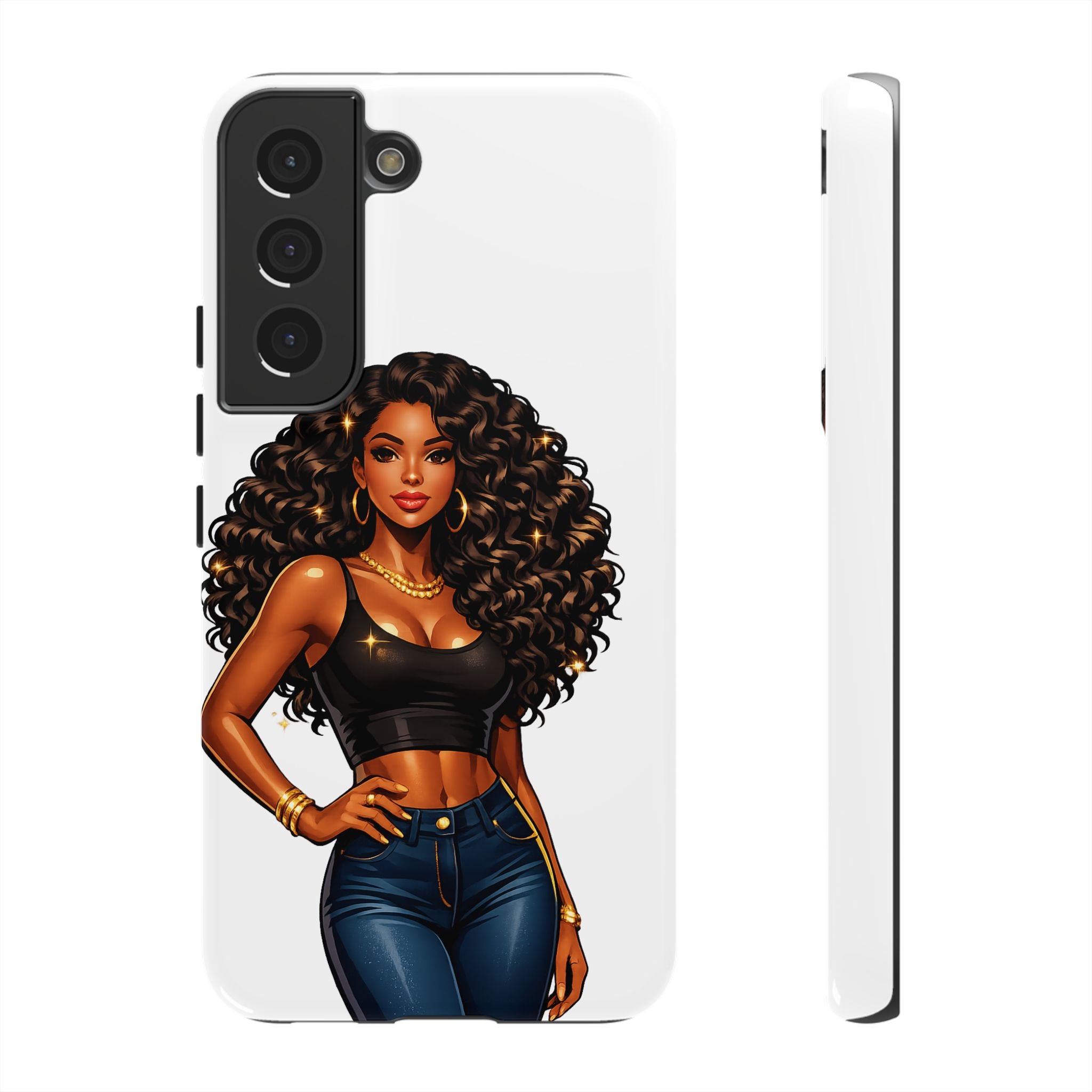 Pretty Rich Bitch by PRB Curly Hair Phone Case by Power Runs Black