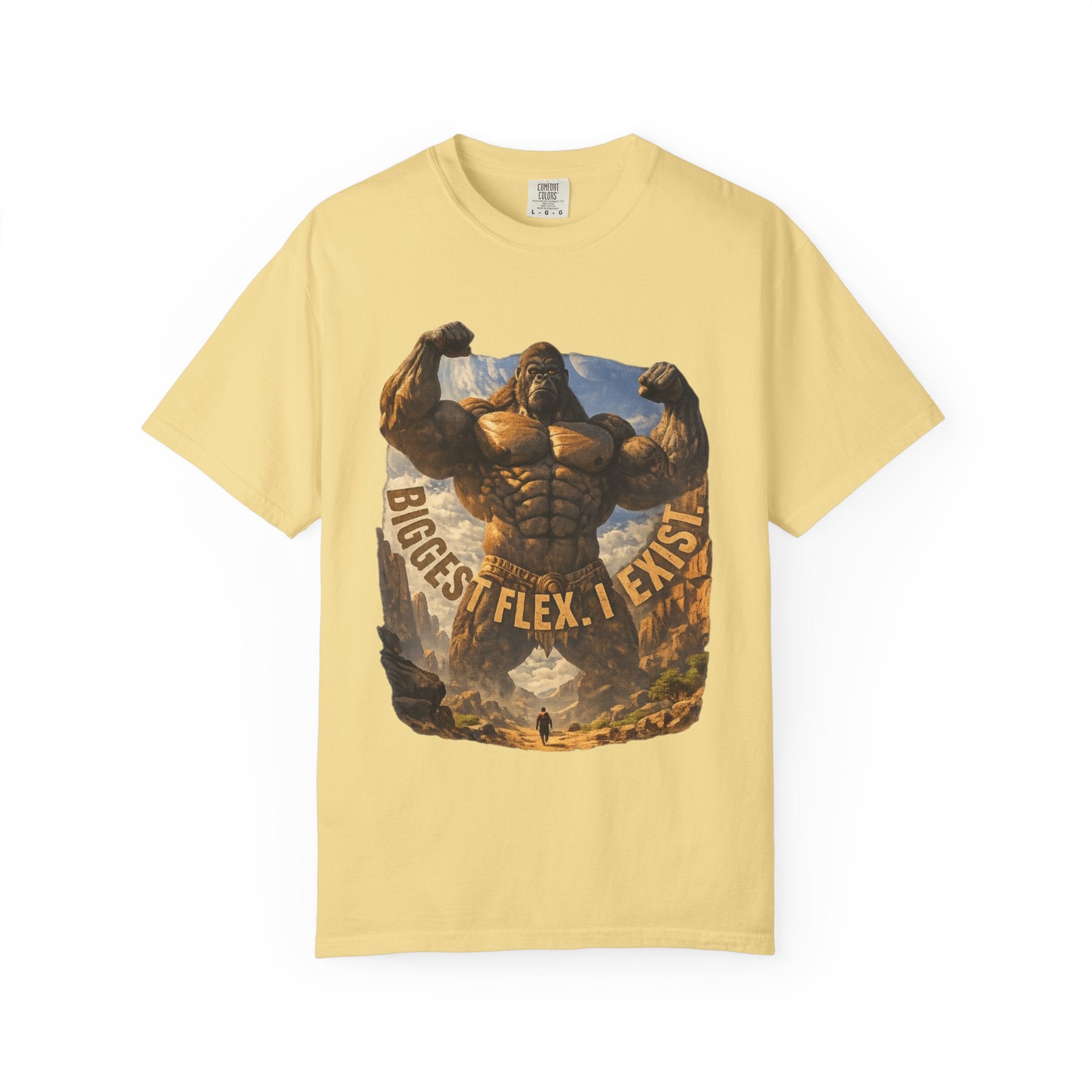 PRB Biggest Flex I Exist T-Shirt — Funny Muscle Gorilla Graphic Tee by Power Runs Black