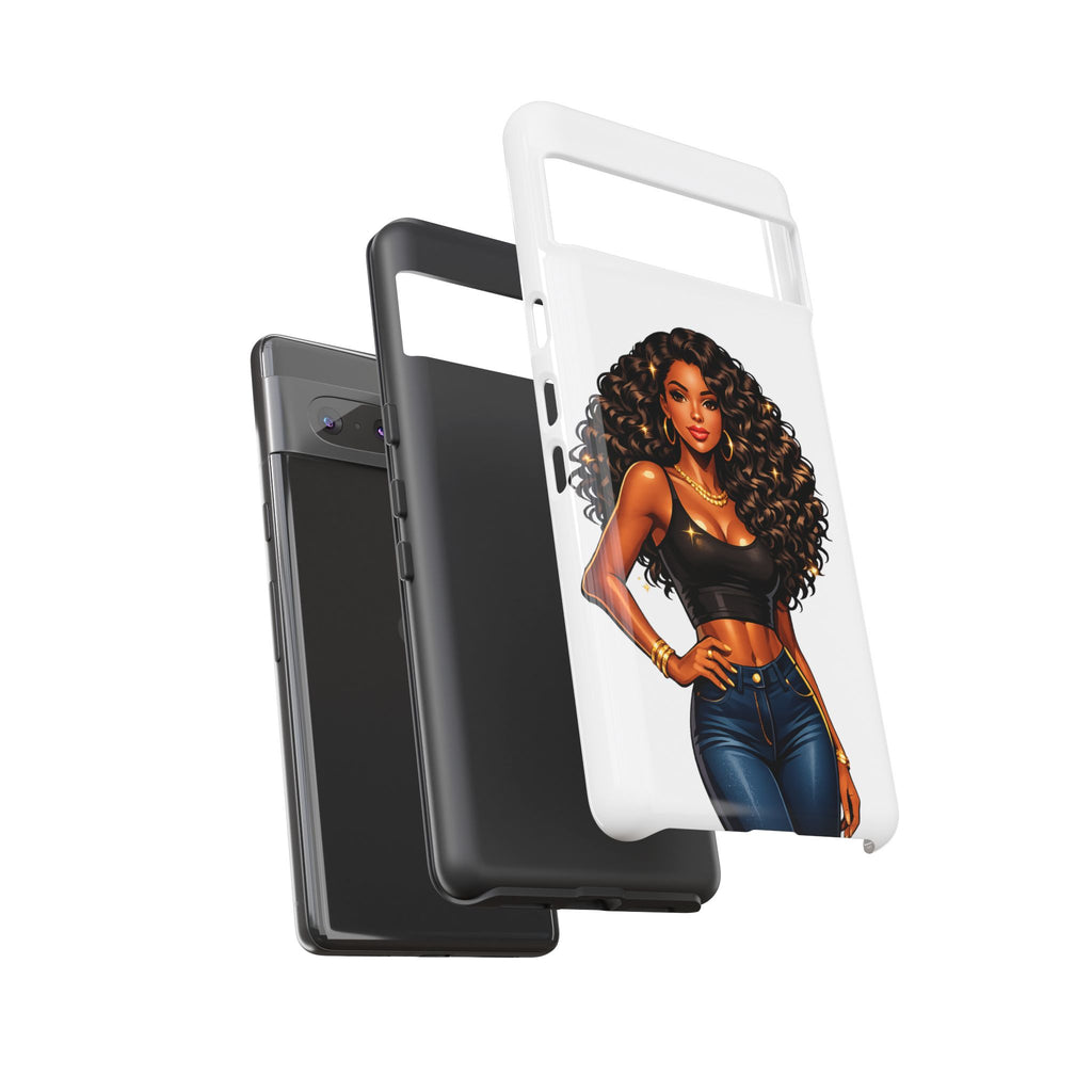 Pretty Rich Bitch by PRB Curly Hair Phone Case by Power Runs Black