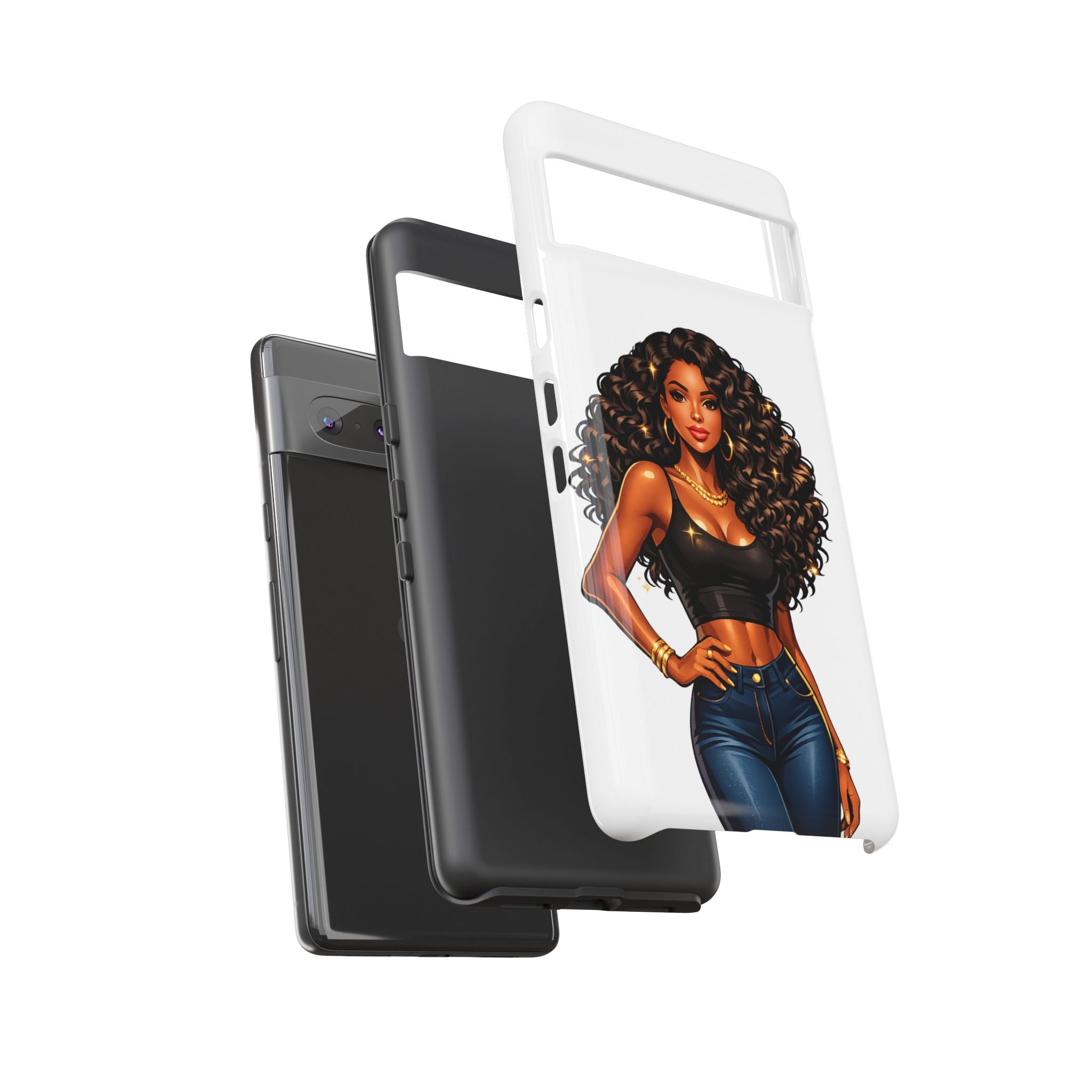 Pretty Rich Bitch by PRB Curly Hair Phone Case by Power Runs Black