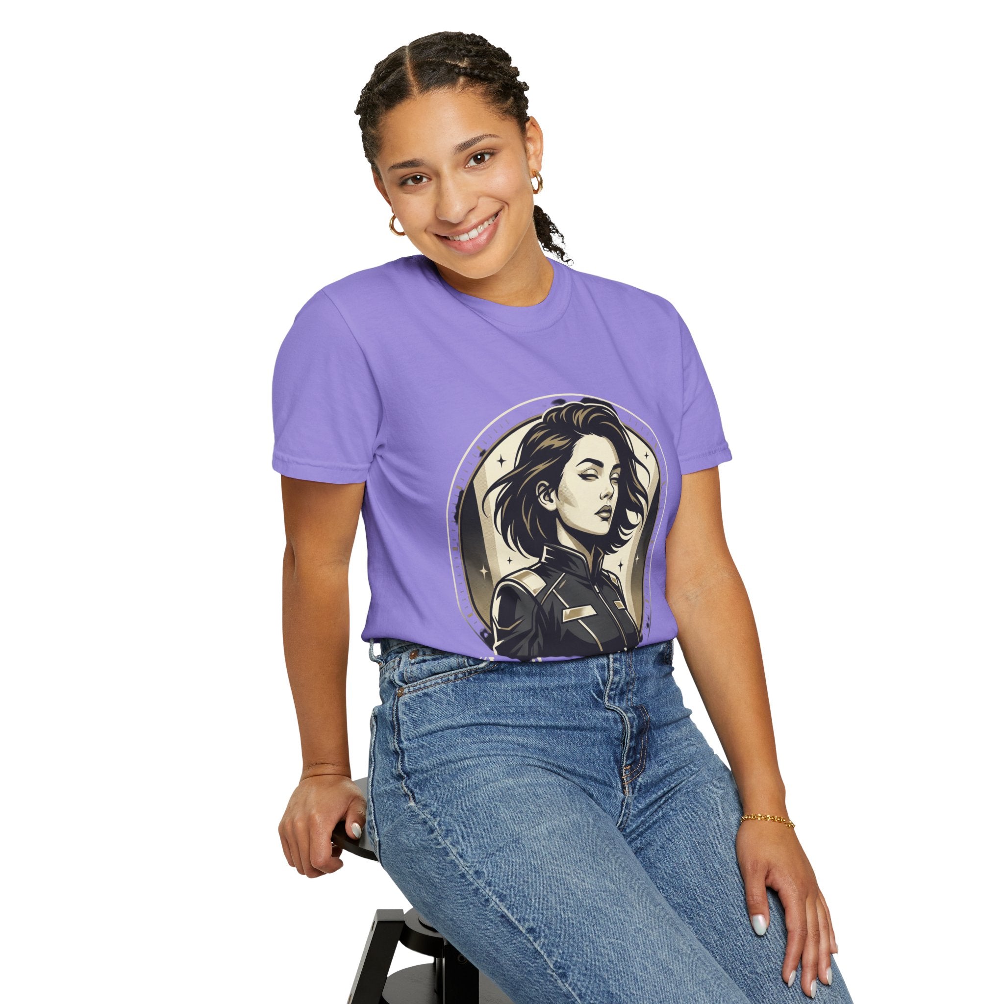 Power Runs Black Retro Space Captain Portrait T-Shirt — 'Fearless Commander' Graphic Tee by Power Runs Black