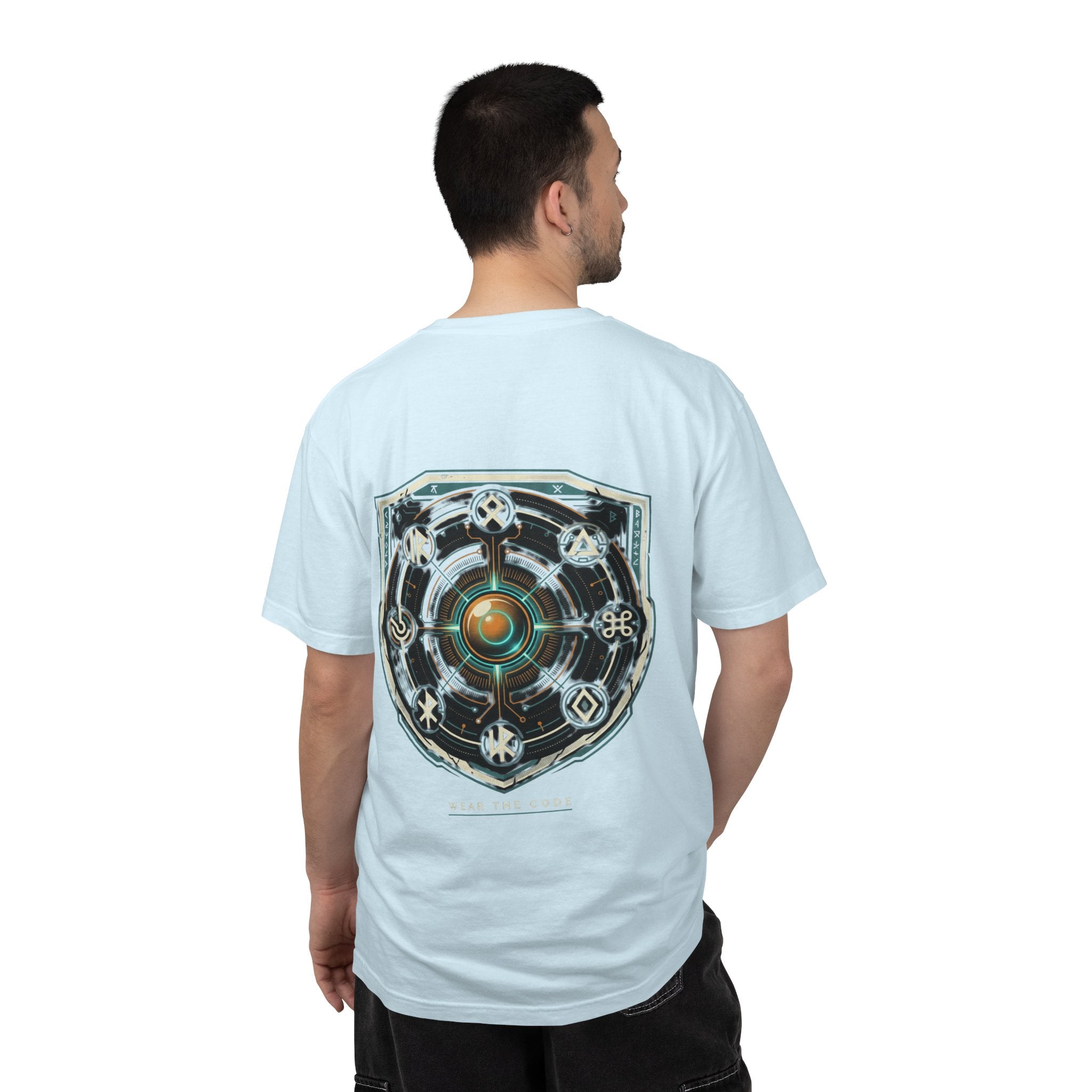 Power Runs Black PRB "Wear The Code" Mystic Shield T-Shirt — Geometric Sigil Graphic Tee by Printify