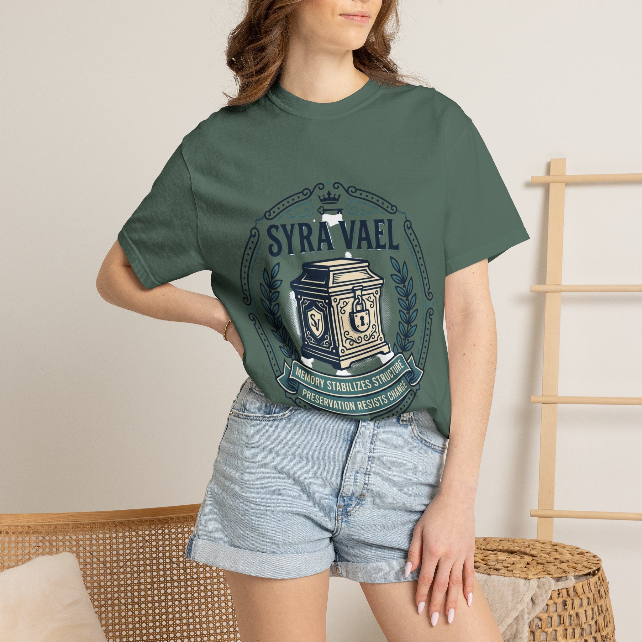 Power Runs Black PRB — Syra Vael Vintage Crest Tee by Power Runs Black