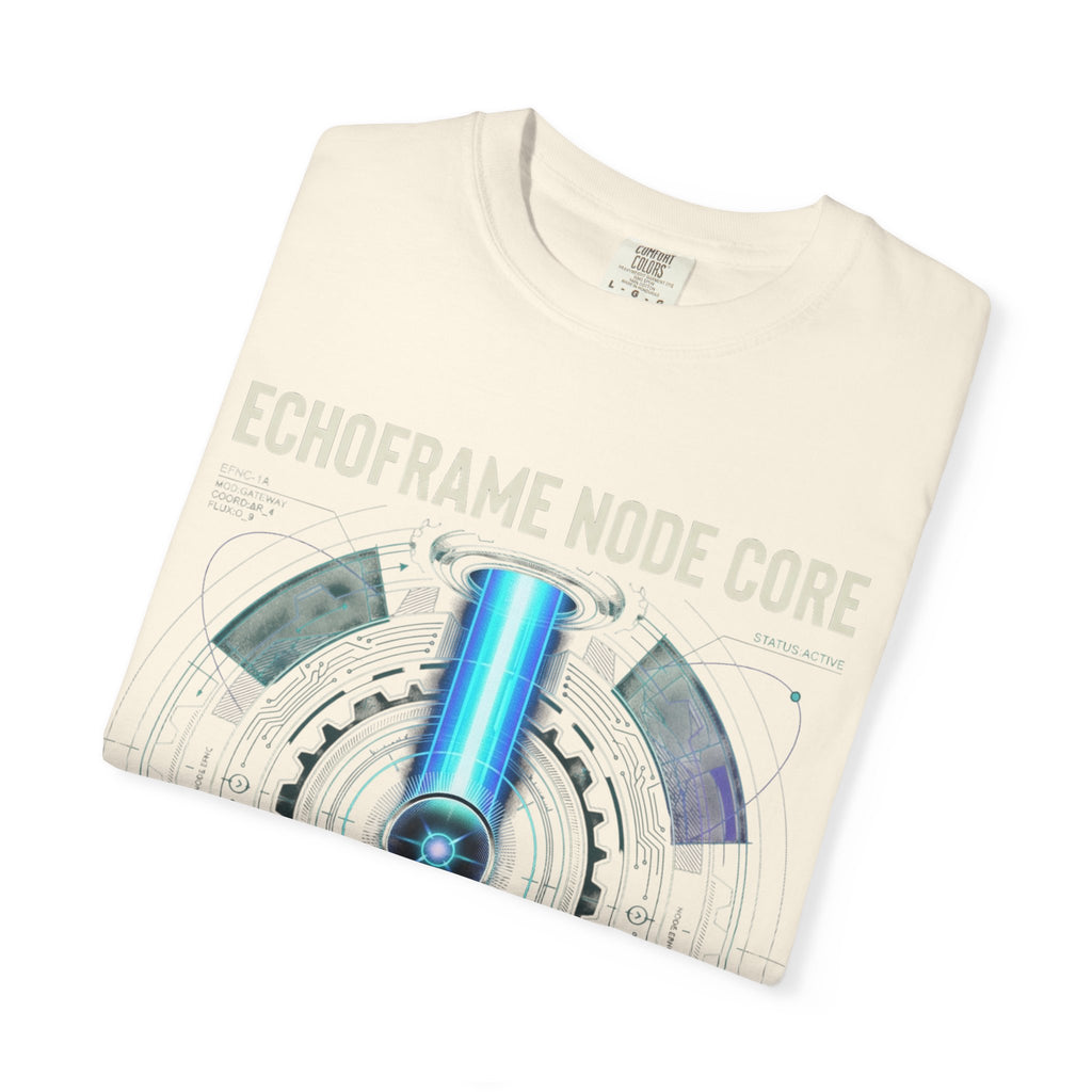 Power Runs Black PRB Echoframe Node Core T-Shirt — Futuristic Tech Graphic Tee by Power Runs Black