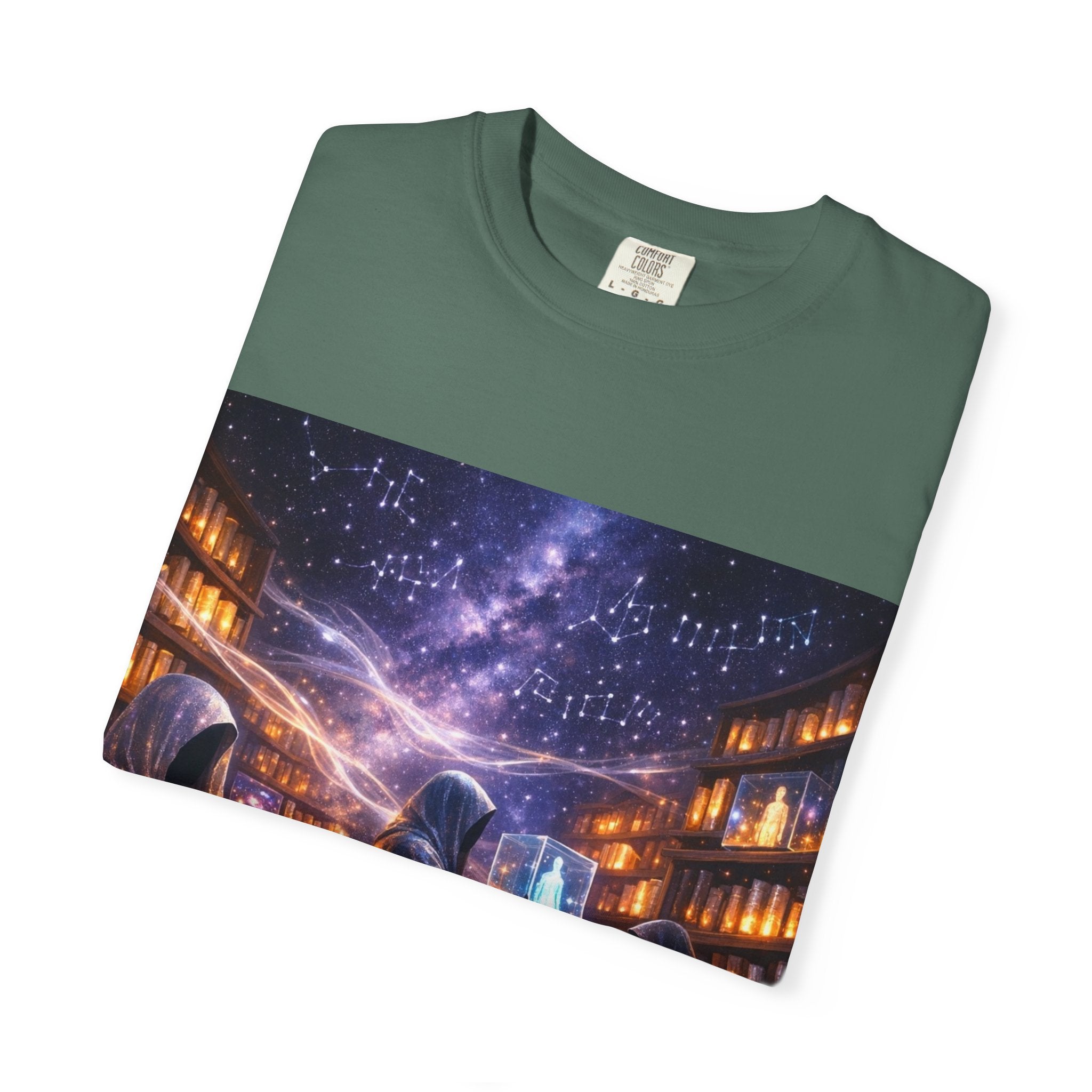 PRB Mystic Library Wizards T-Shirt — Cosmic Sorcerer Art Tee by Power Runs Black