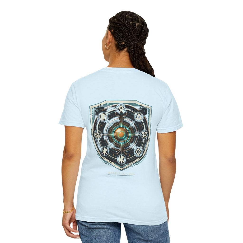 Power Runs Black PRB "Wear The Code" Mystic Shield T-Shirt — Geometric Sigil Graphic Tee by Printify