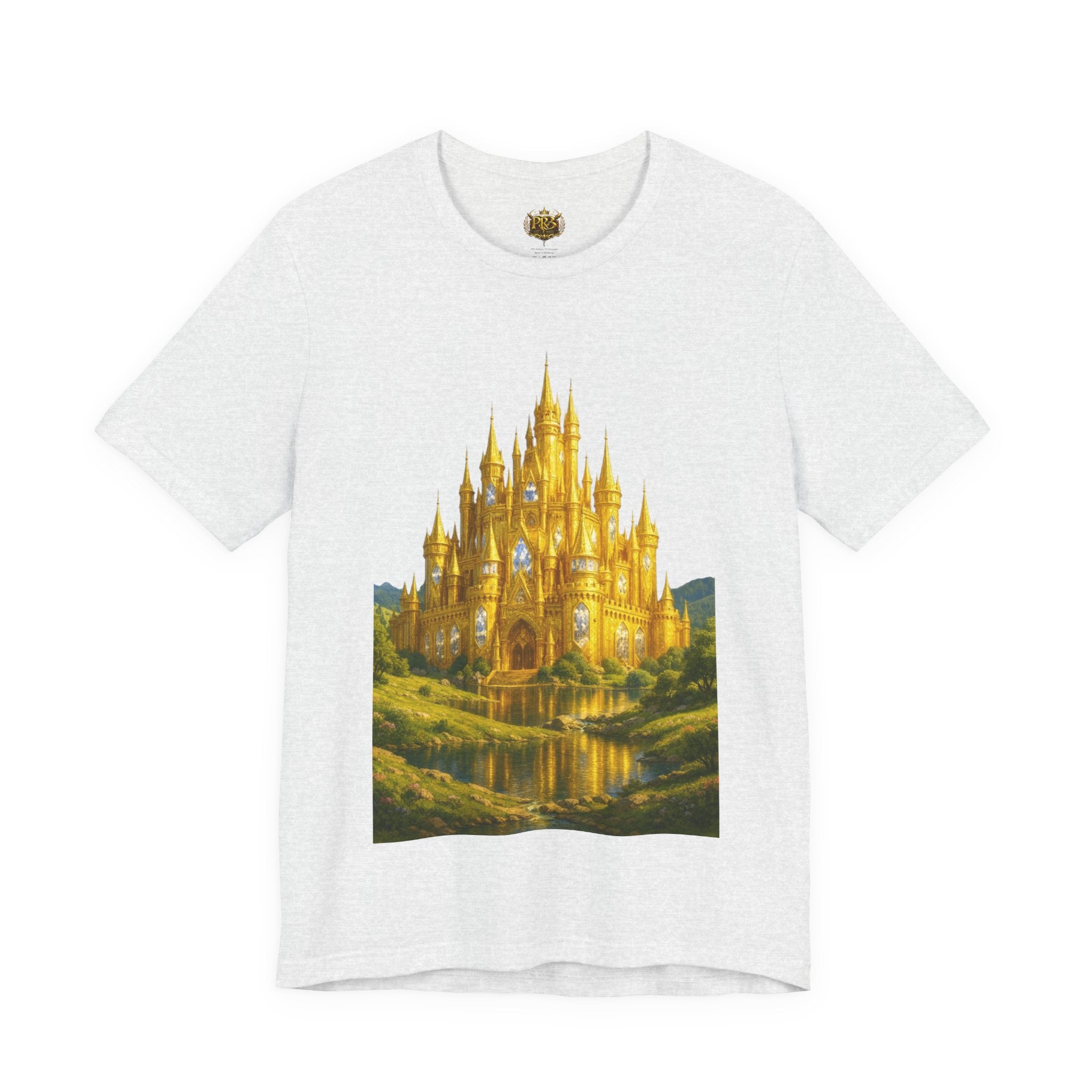 PRB Golden Fantasy Castle Tee | Magical Kingdom Illustration, Fairytale Scene by Printify