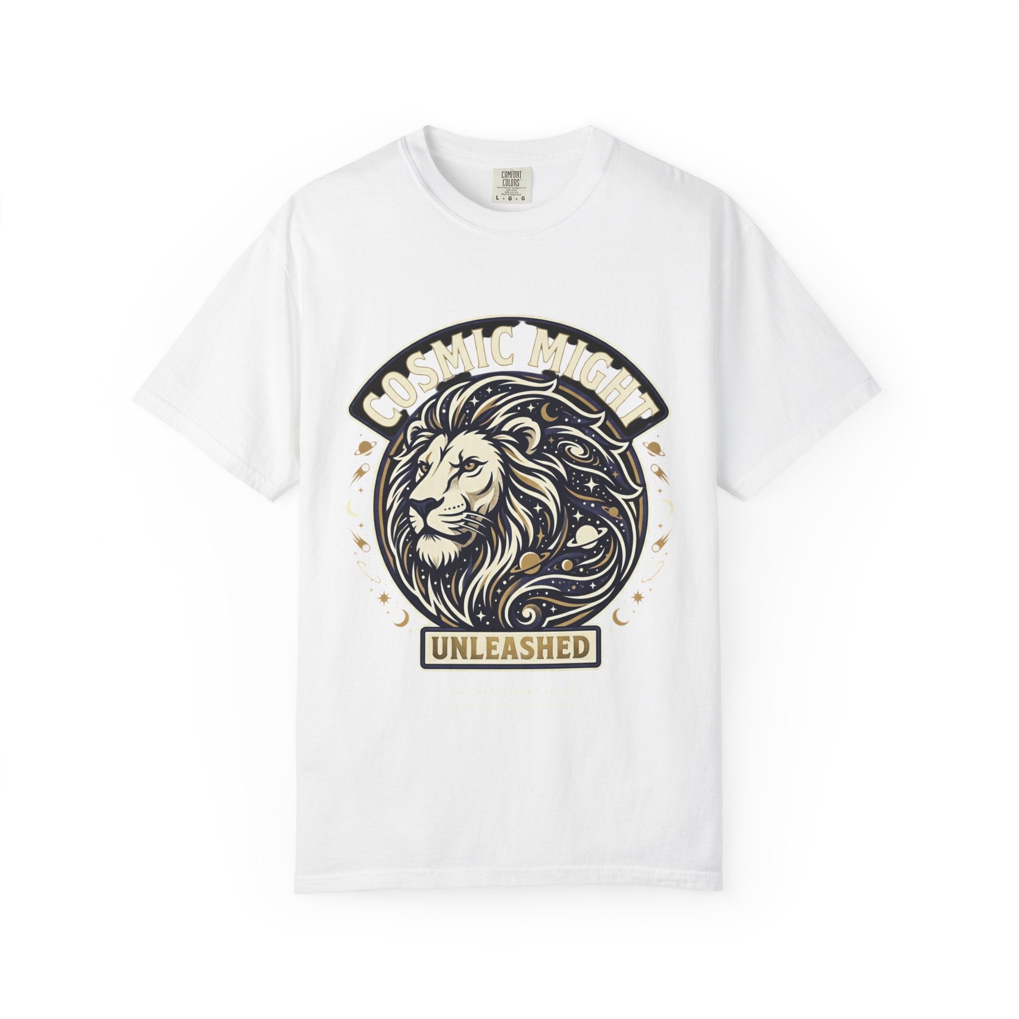 PRB Starforged Flex Cosmic Might Unleashed Lion Graphic T-Shirt — "Unleashed" Inspirational Lion Tee by Power Runs Black