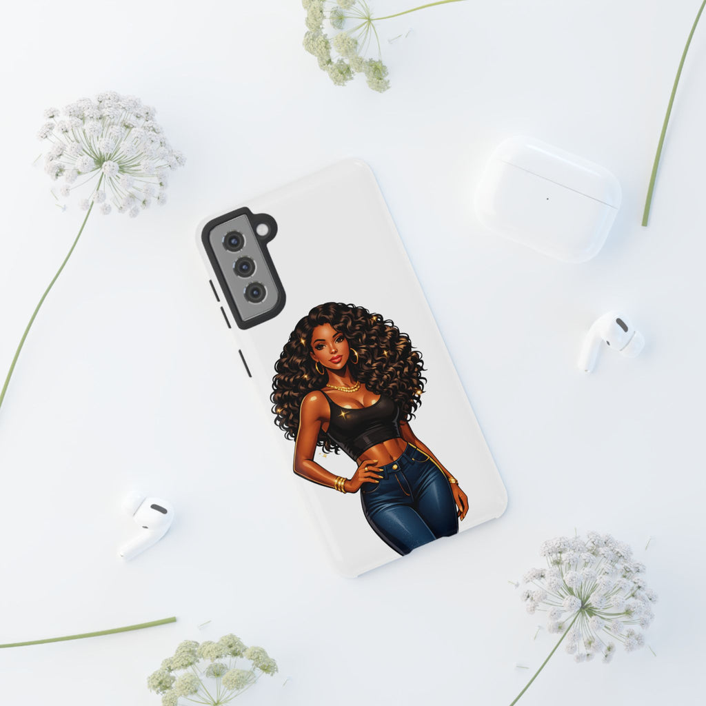 Pretty Rich Bitch by PRB Curly Hair Phone Case by Power Runs Black