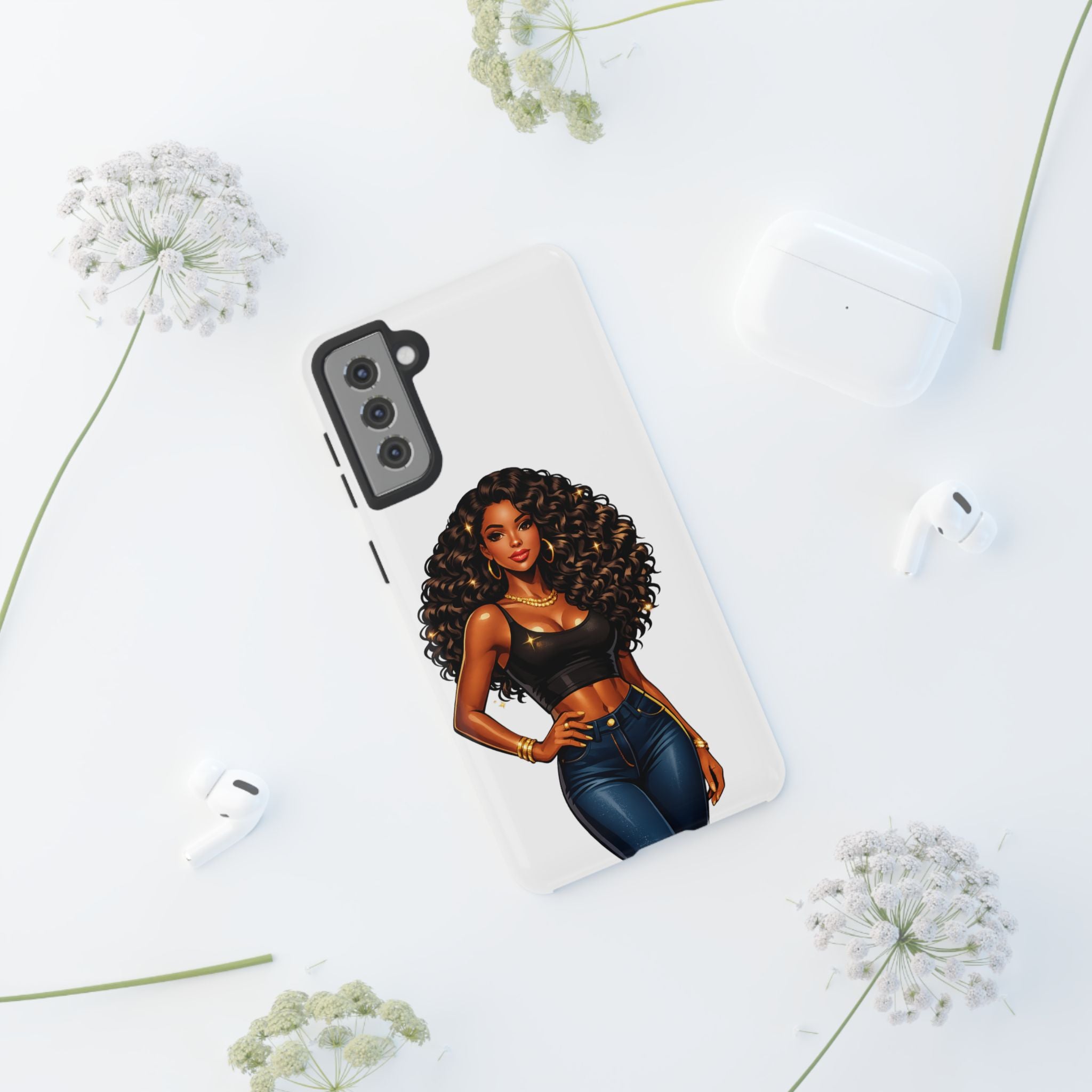Pretty Rich Bitch by PRB Curly Hair Phone Case by Power Runs Black