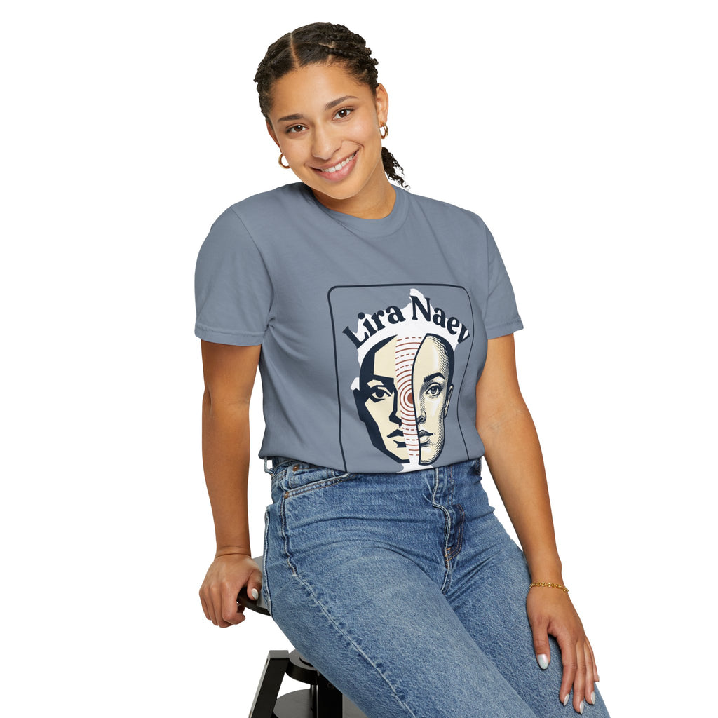 Power Runs Black PRB Lira Naev Split-Face Graphic T-Shirt — “Perception shifts the center” Statement Tee by Power Runs Black