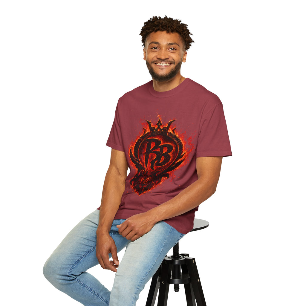 Power Runs Back PRB Flame Logo T-shirt | Fiery Emblem Tee, Grunge Rock Chic by Power Runs Black