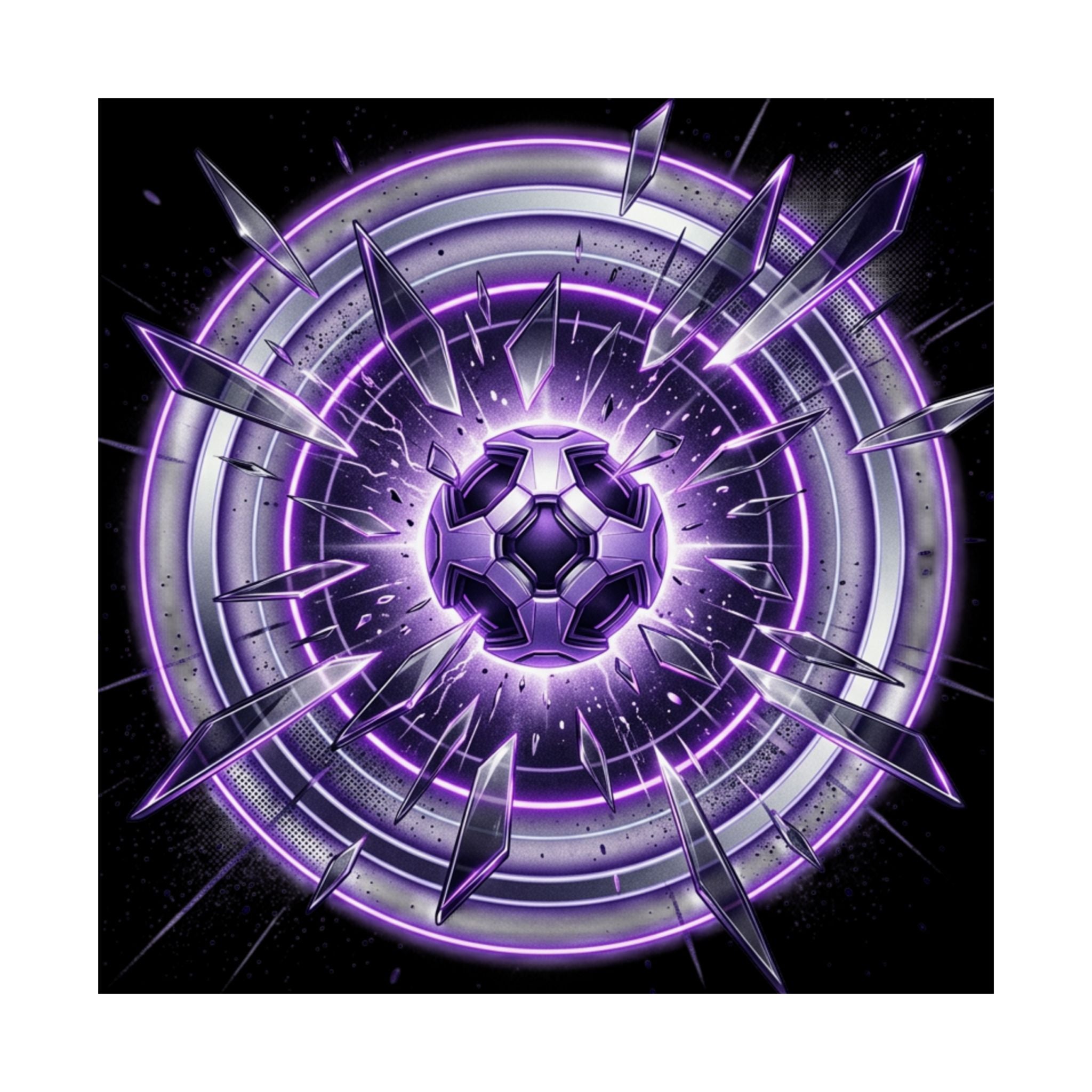 Power Runs Black Purple Energy Shield Matte Poster by Power Runs Black