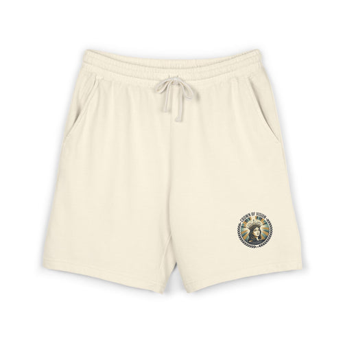 Power Runs Black Astra Star Graphic Sweat Shorts — Lightweight Fleece Lounge Shorts by Power Runs Black