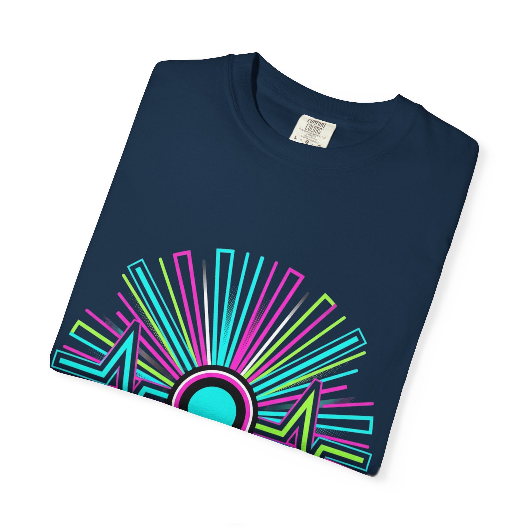 Power Runs Black PRB Electric "Move With Pulse" Graphic T-Shirt — Neon Sunburst Design by Power Runs Black