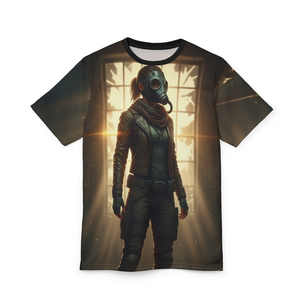 PRB Post-Apocalyptic Gas Mask Tee — Survivor Scenescape All-Over Print by Power Runs Black