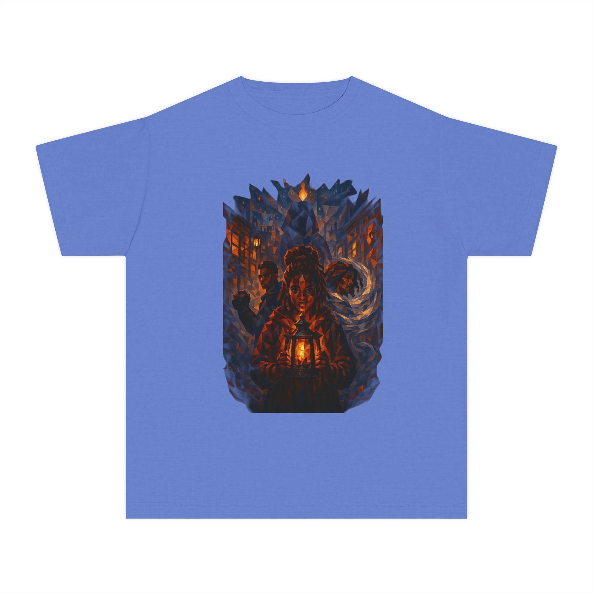PRB Kids' Haunted Lantern Fantasy Forest Graphic Tee | Youth T-Shirt by Power Runs Black