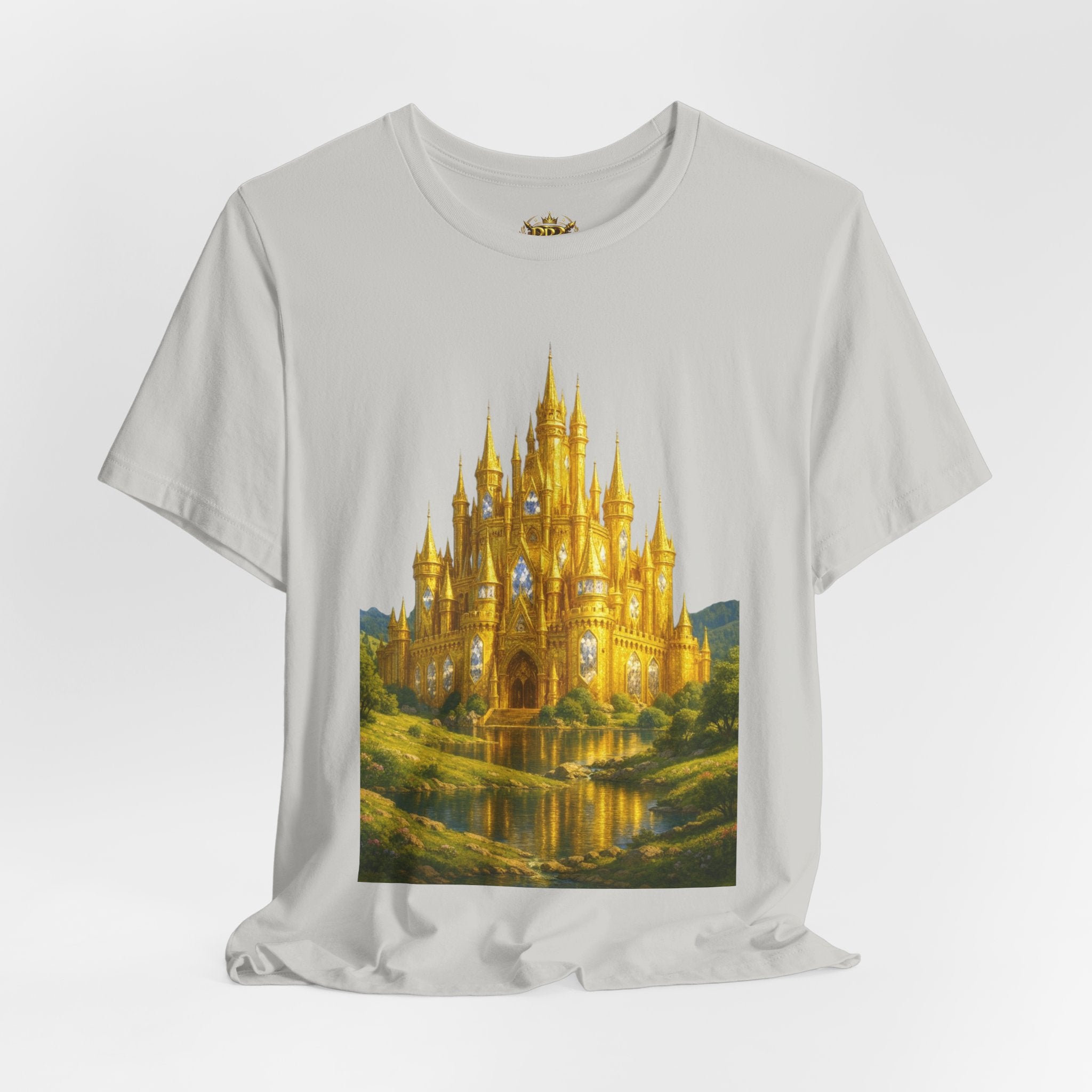 PRB Golden Fantasy Castle Tee | Magical Kingdom Illustration, Fairytale Scene by Power Runs Black
