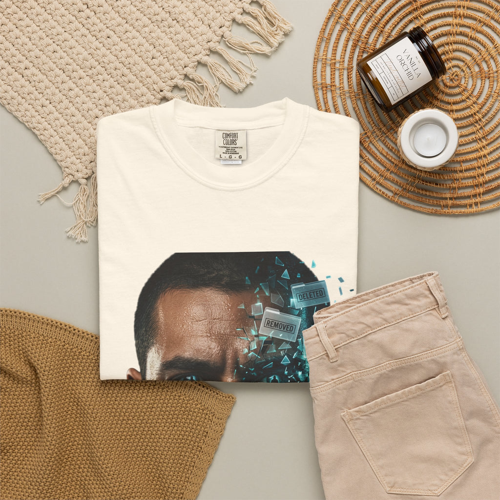 Syndication Loop Cyberpunk Portrait Tee — Tech-Noir Graphic T-Shirt | Power Runs Black by Printify