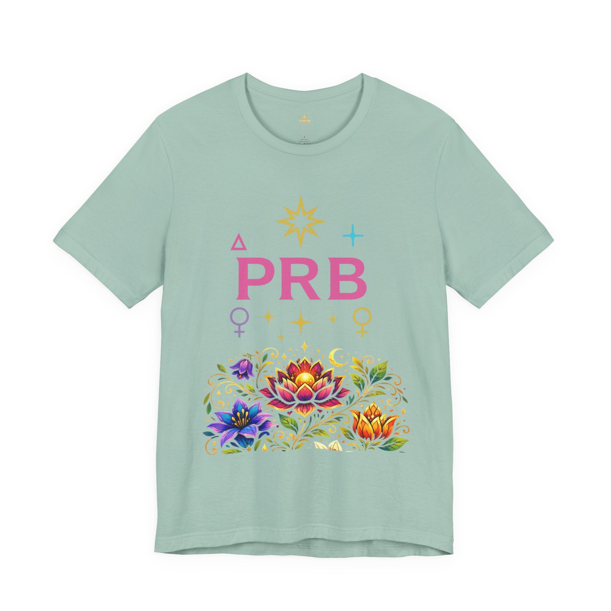 Pretty Rich Bitch The Collection by PRB Floral Lotus T‑Shirt — Colorful Spiritual Symbol Tee by Power Runs Black