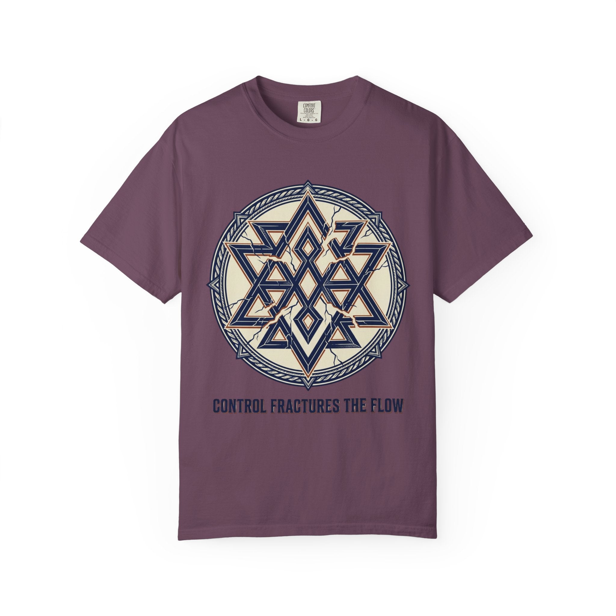 Power Runs Black PRB Geometric Star Mandala T-Shirt — "Control Fractures the Flow" Graphic Tee by Power Runs Black