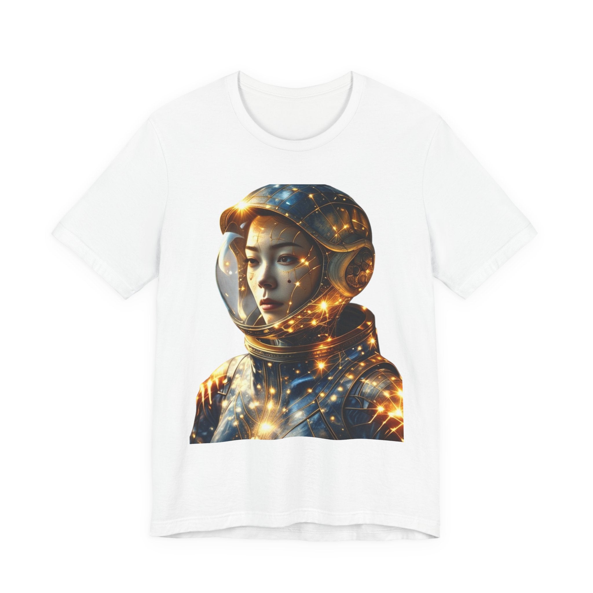 PRB Astronaut Portrait Tee — Starry Cosmic Helmet Graphic T-Shirt by Power Runs Black