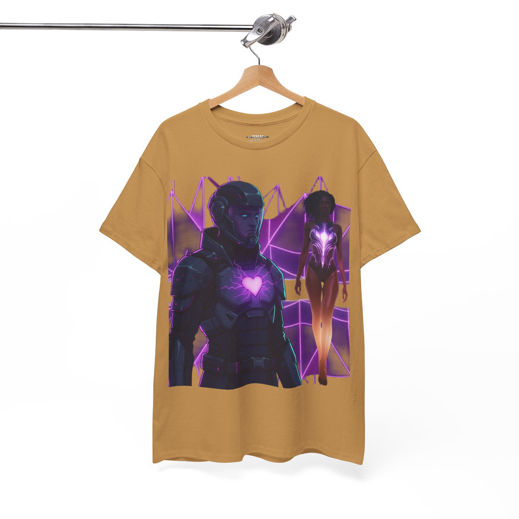 Power Run Black PRB Pretty Rich Bitch The Collection Purple Heart Cyberpunk Knight T-Shirt | Futuristic Armor Sci‑Fi Tee by Printify