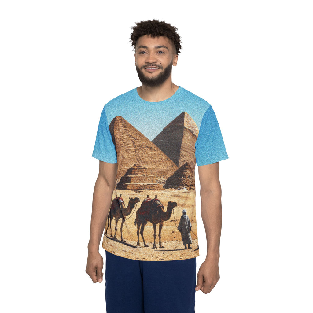 PRB Egypt Pyramid & Camel Men's All-Over Print Sports Jersey by Power Runs Black