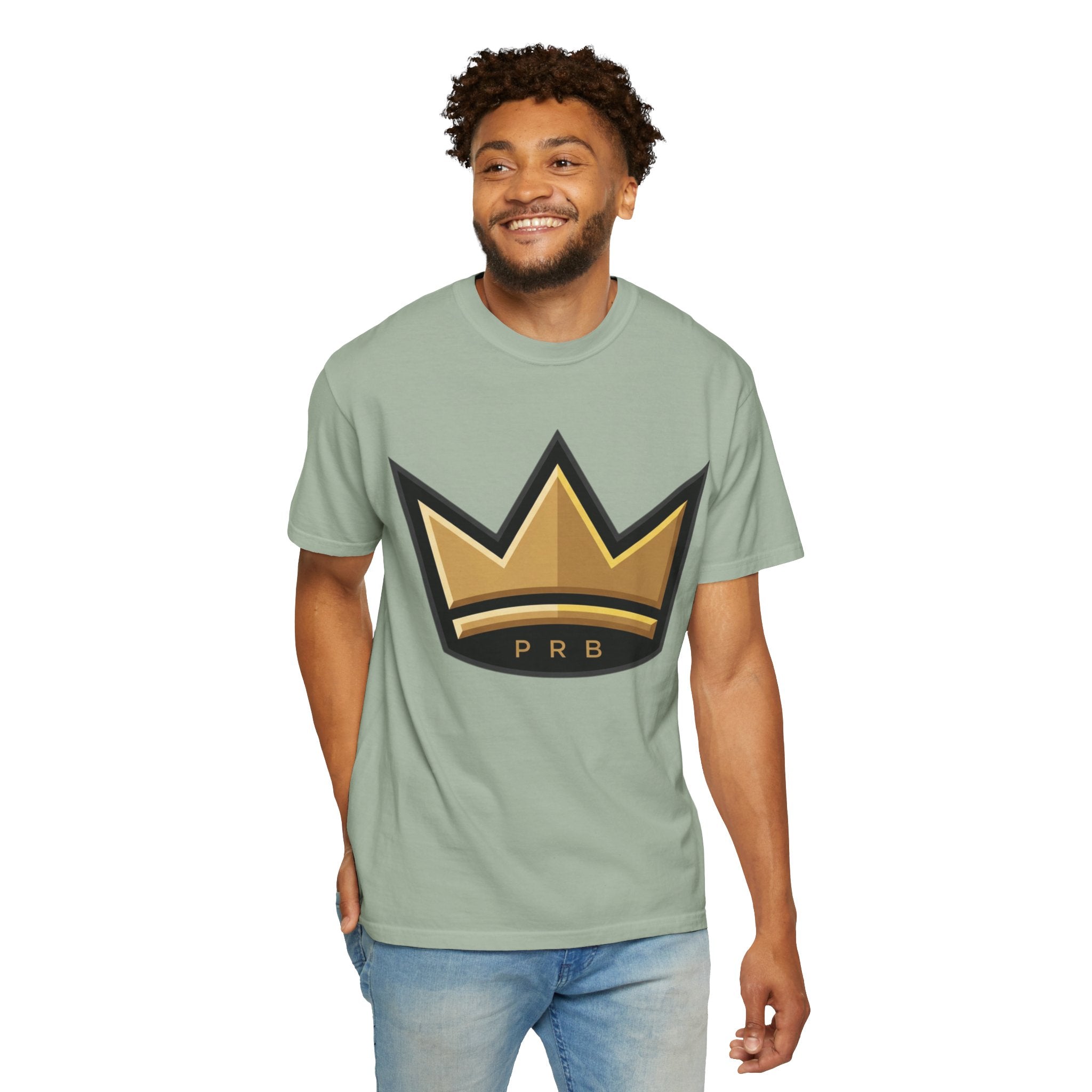 PRB Crown & Cosmos Graphic T-Shirt | Gold Royal Crest & Celestial Back by Printify