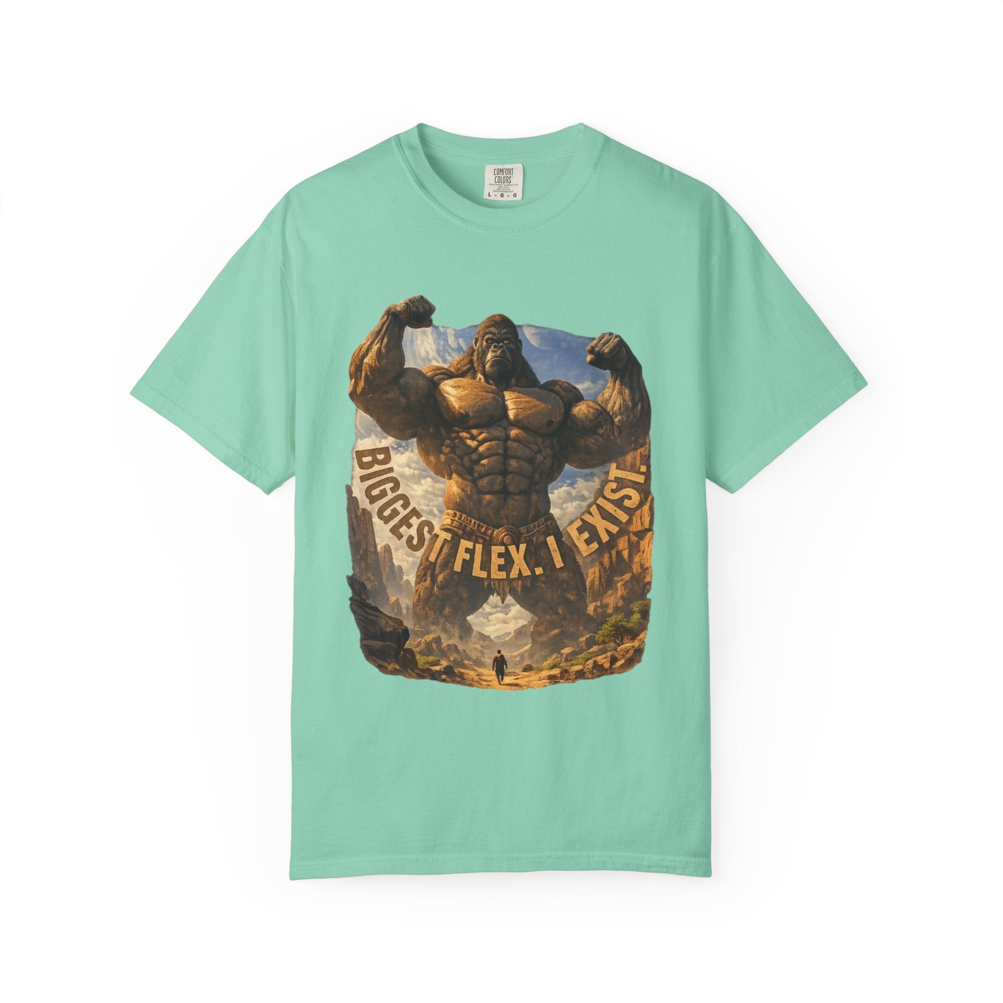 PRB Biggest Flex I Exist T-Shirt — Funny Muscle Gorilla Graphic Tee by Power Runs Black