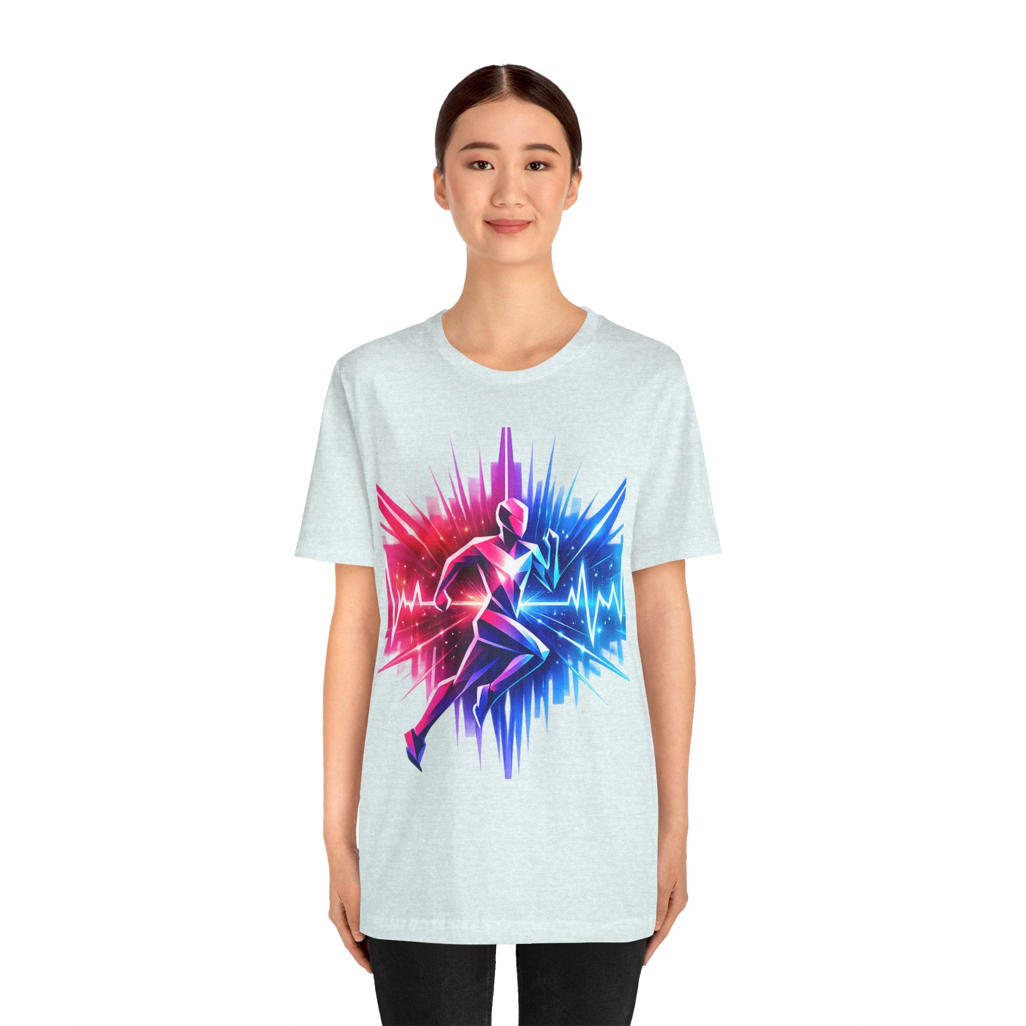 Power Runs Black PRB Running Pulse Graphic Tee — Neon Runner Heartbeat Sports T‑Shirt by Power Runs Black