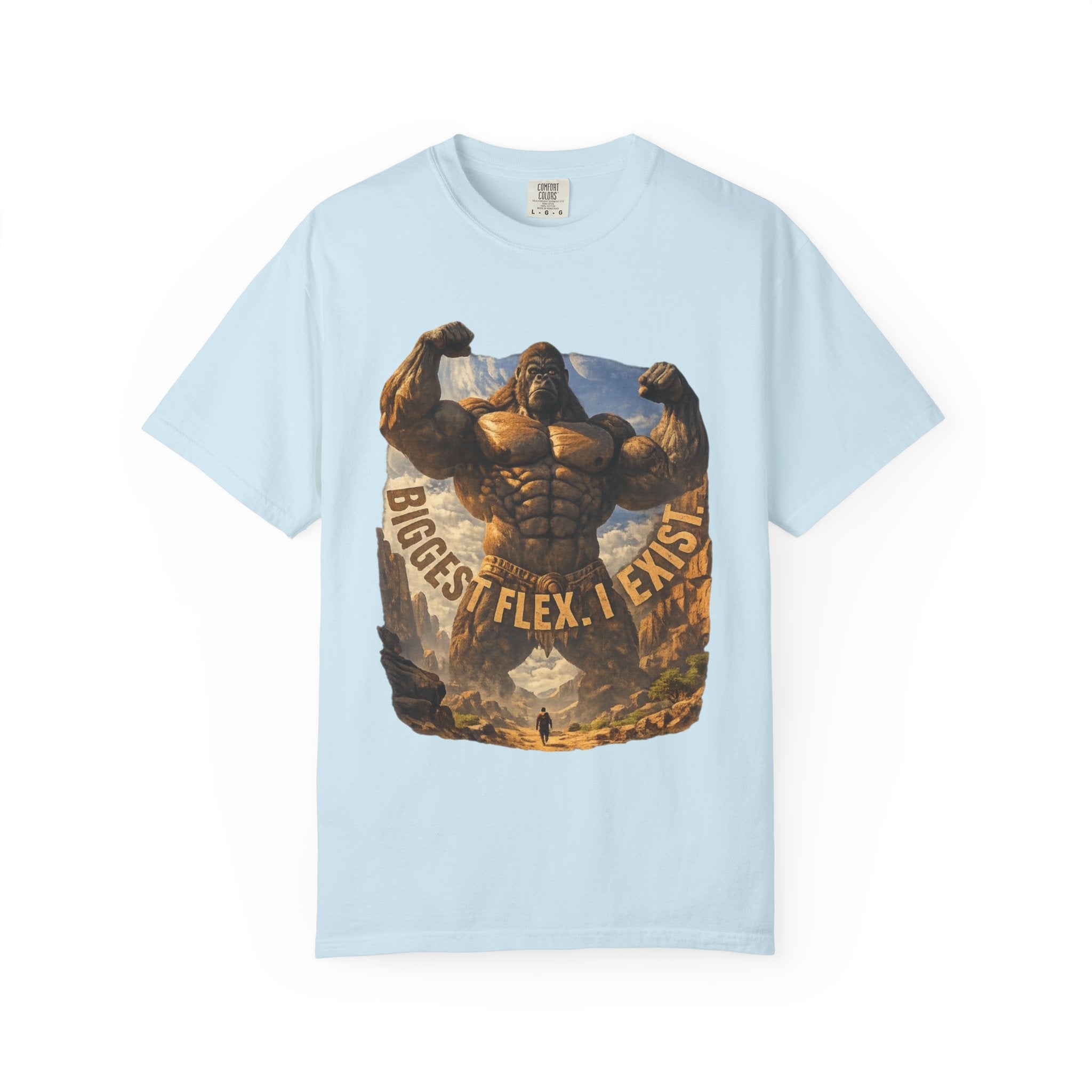 PRB Biggest Flex I Exist T-Shirt — Funny Muscle Gorilla Graphic Tee by Power Runs Black
