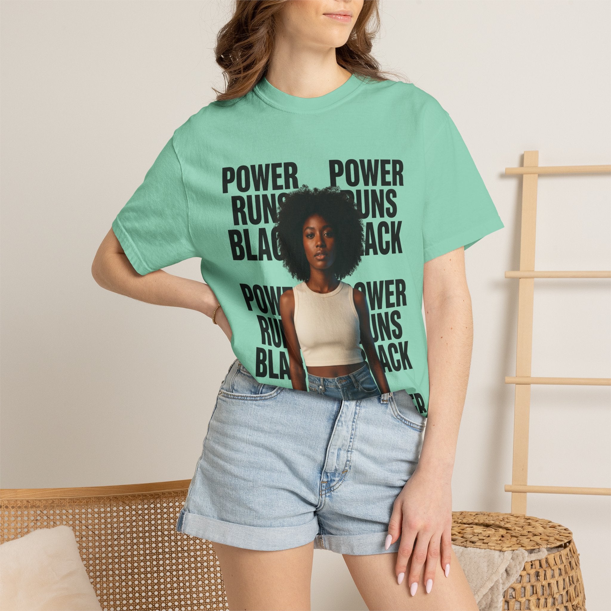 PRB Power Runs Black T-Shirt — Empowerment Portrait Tee by Power Runs Black