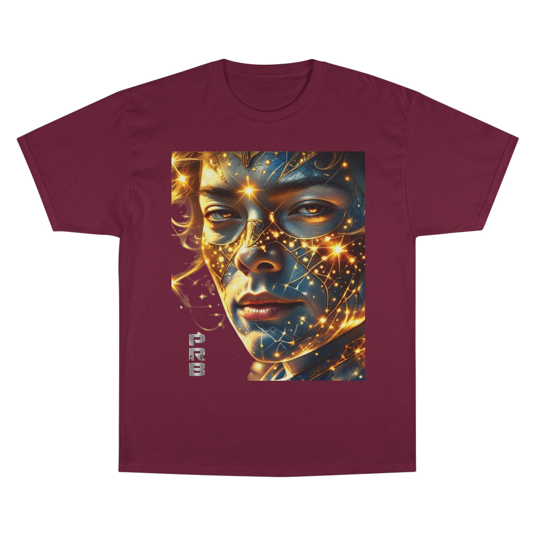 PRB Champion T-Shirt — Cosmic Face Art Tee (Radiant Star Portrait) by Printify