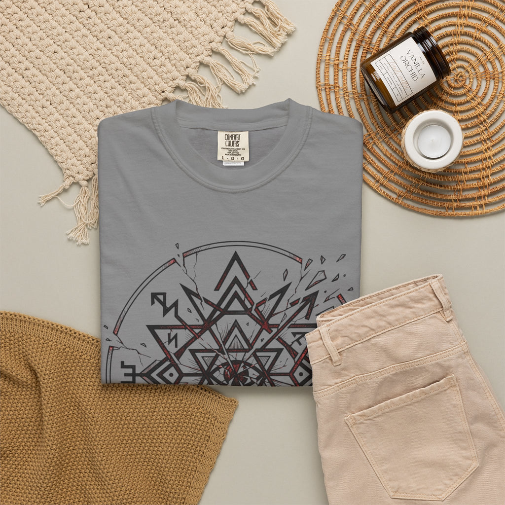 Power Runs Black PRB Eryx Tal Geometric Mandala T-Shirt — Symmetric Star Graphic Tee by Power Runs Black