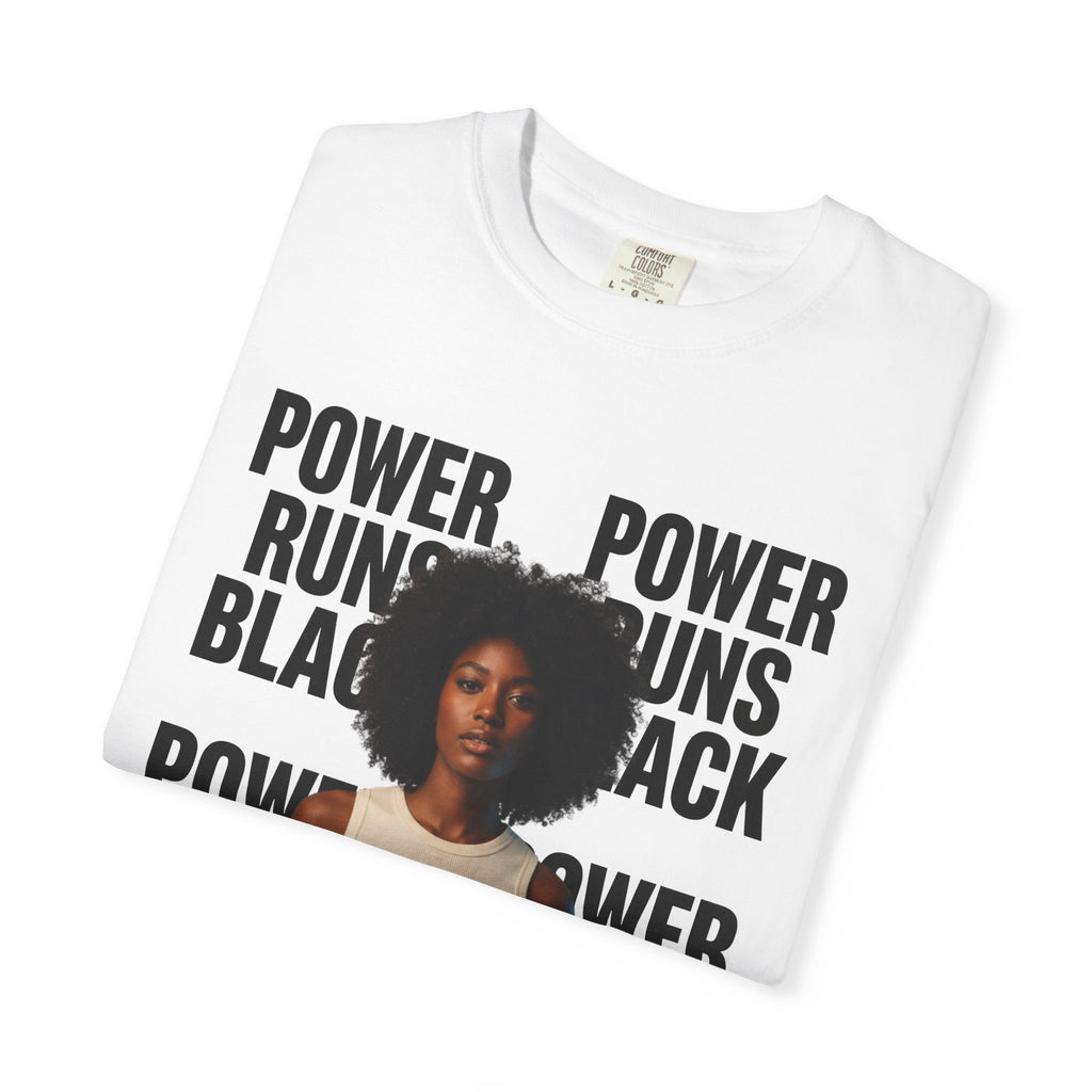 PRB Power Runs Black T-Shirt — Empowerment Portrait Tee by Power Runs Black