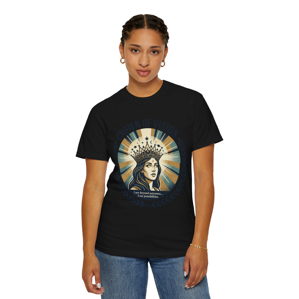 Power Runs Black Crown of Vision T-Shirt — Vintage Inspirational Graphic Tee by Printify