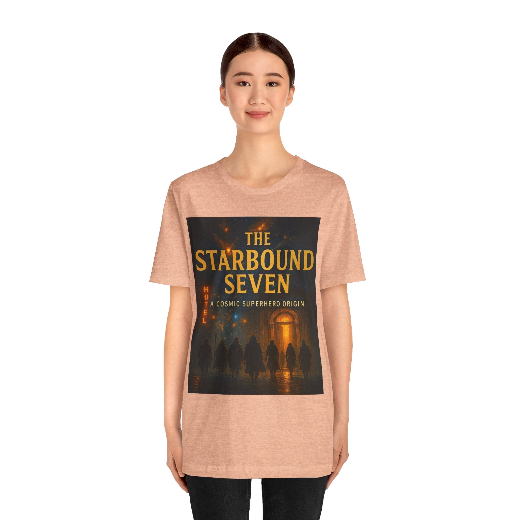 Power Runs Black PRB The Starbound Seven Tee – Retro Cosmic Superhero Poster Shirt by Power Runs Black