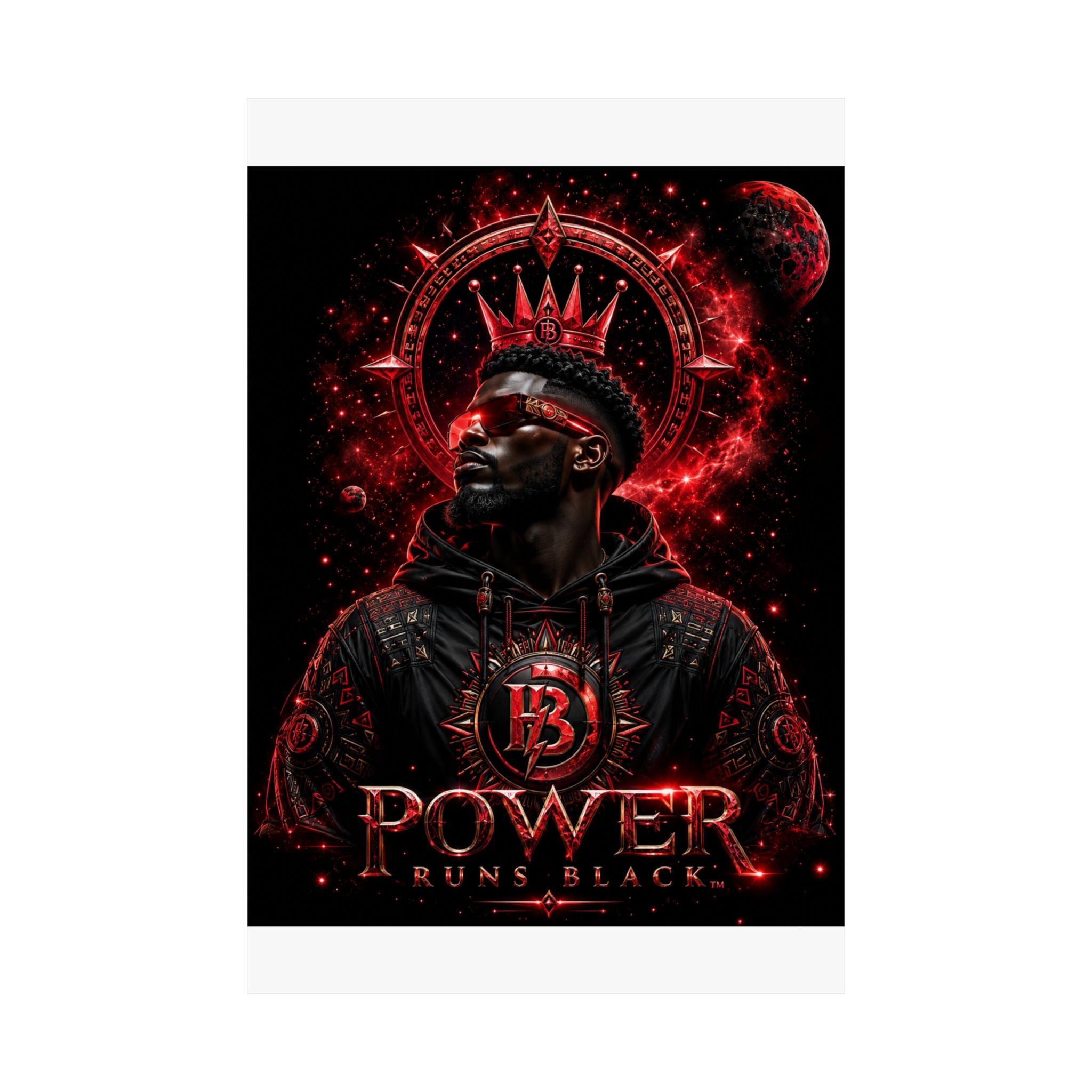 Power Runs Black Matte Poster — Afrocentric King Portrait (Vertical) by Power Runs Black