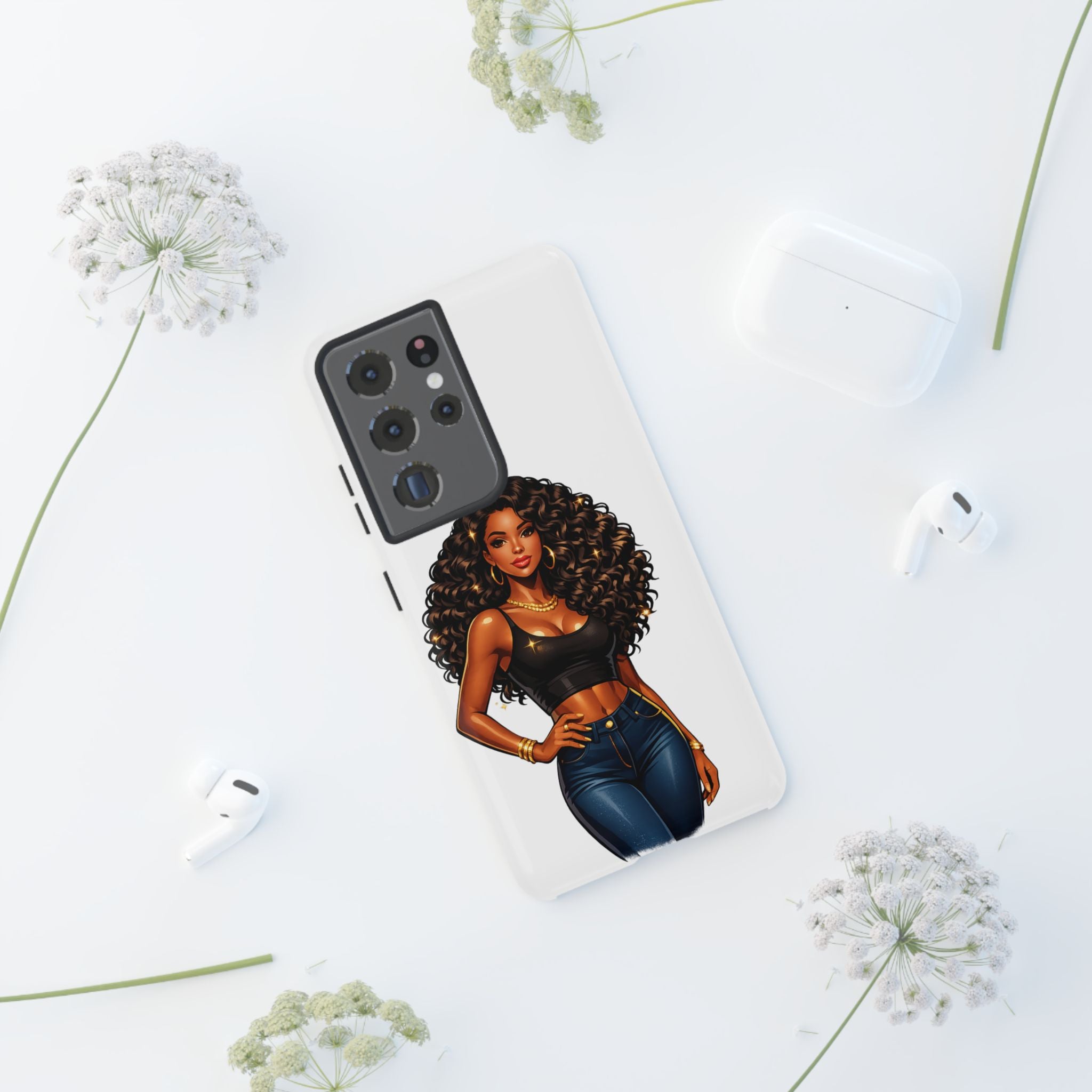 Pretty Rich Bitch by PRB Curly Hair Phone Case by Power Runs Black