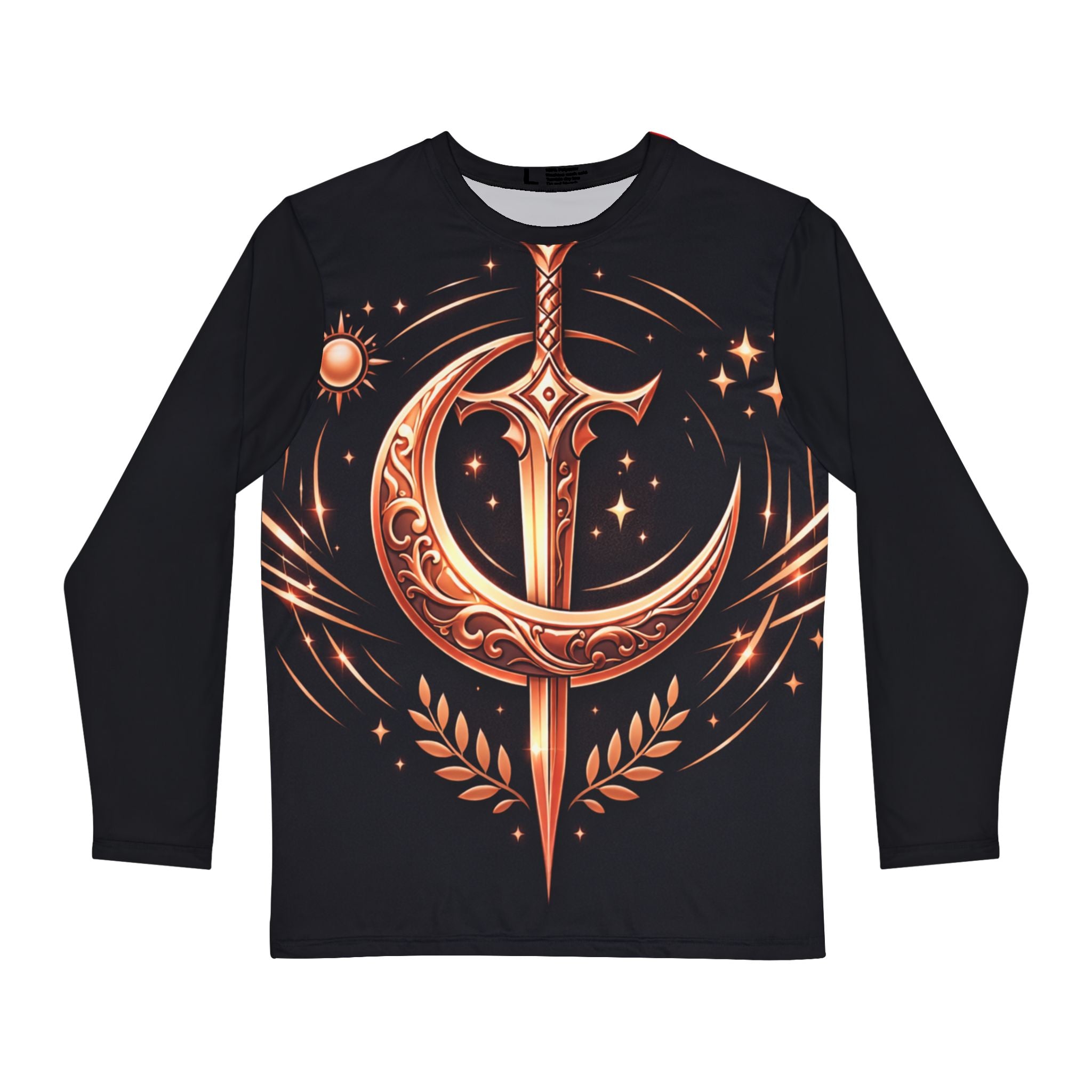 PRB Sword & Crescent Men's Long Sleeve Shirt | Fantasy Crest Graphic Tee by Power Runs Black