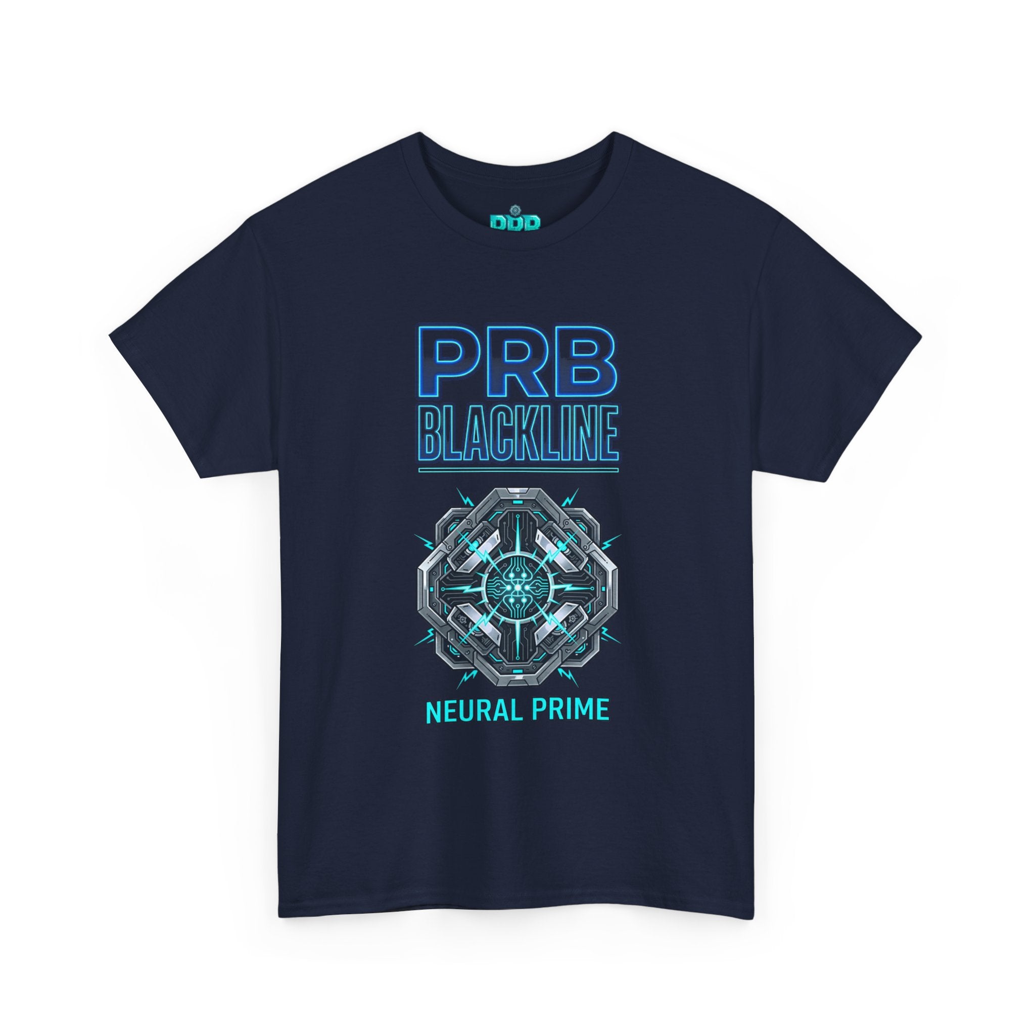 PRB Blackline Neural Prime Tech Tee — Futuristic Sci‑Fi Circuit Graphic T-Shirt by Printify