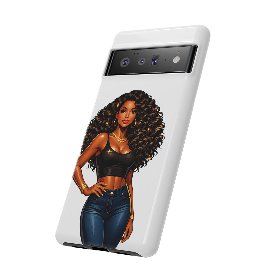 Pretty Rich Bitch by PRB Curly Hair Phone Case by Power Runs Black