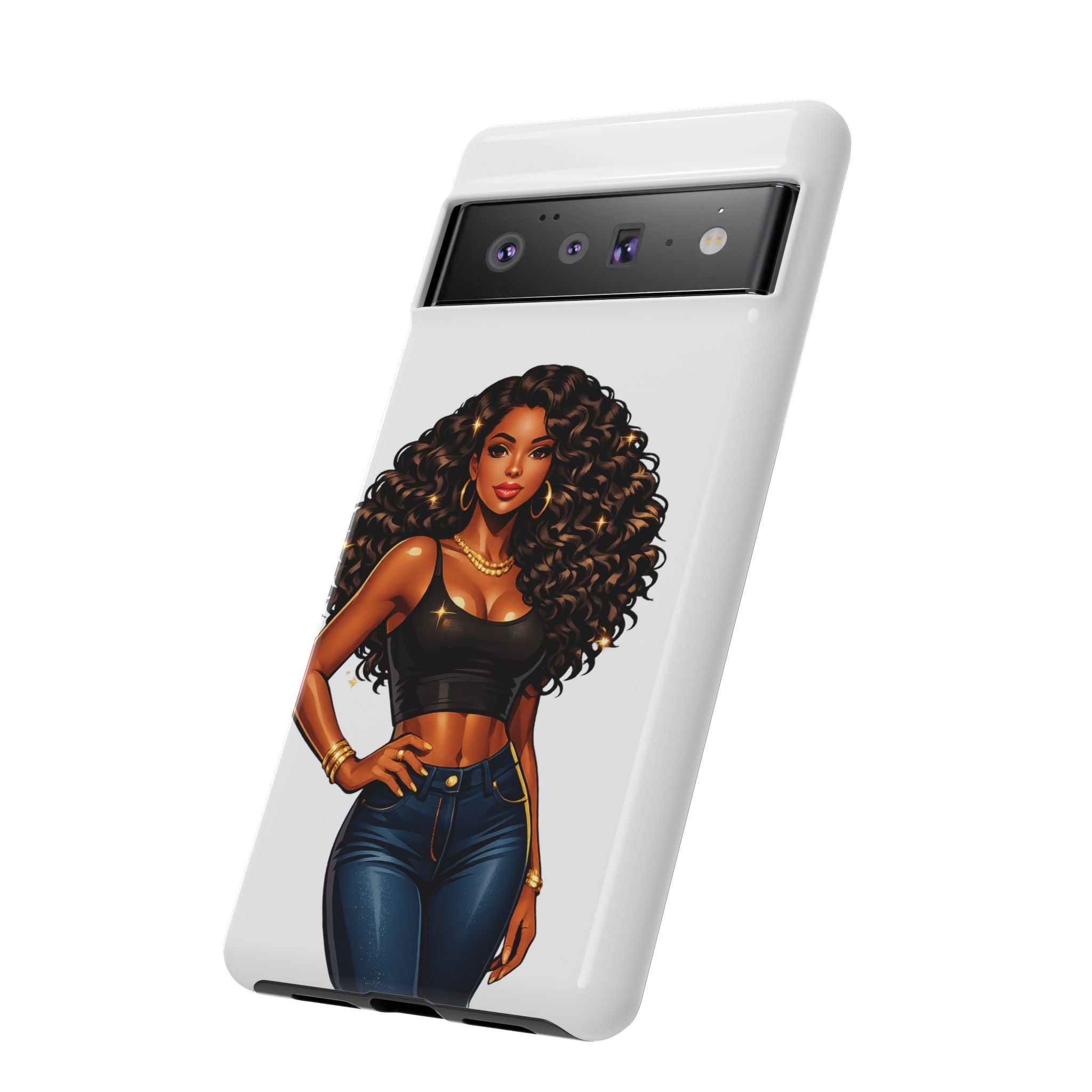 Pretty Rich Bitch by PRB Curly Hair Phone Case by Power Runs Black