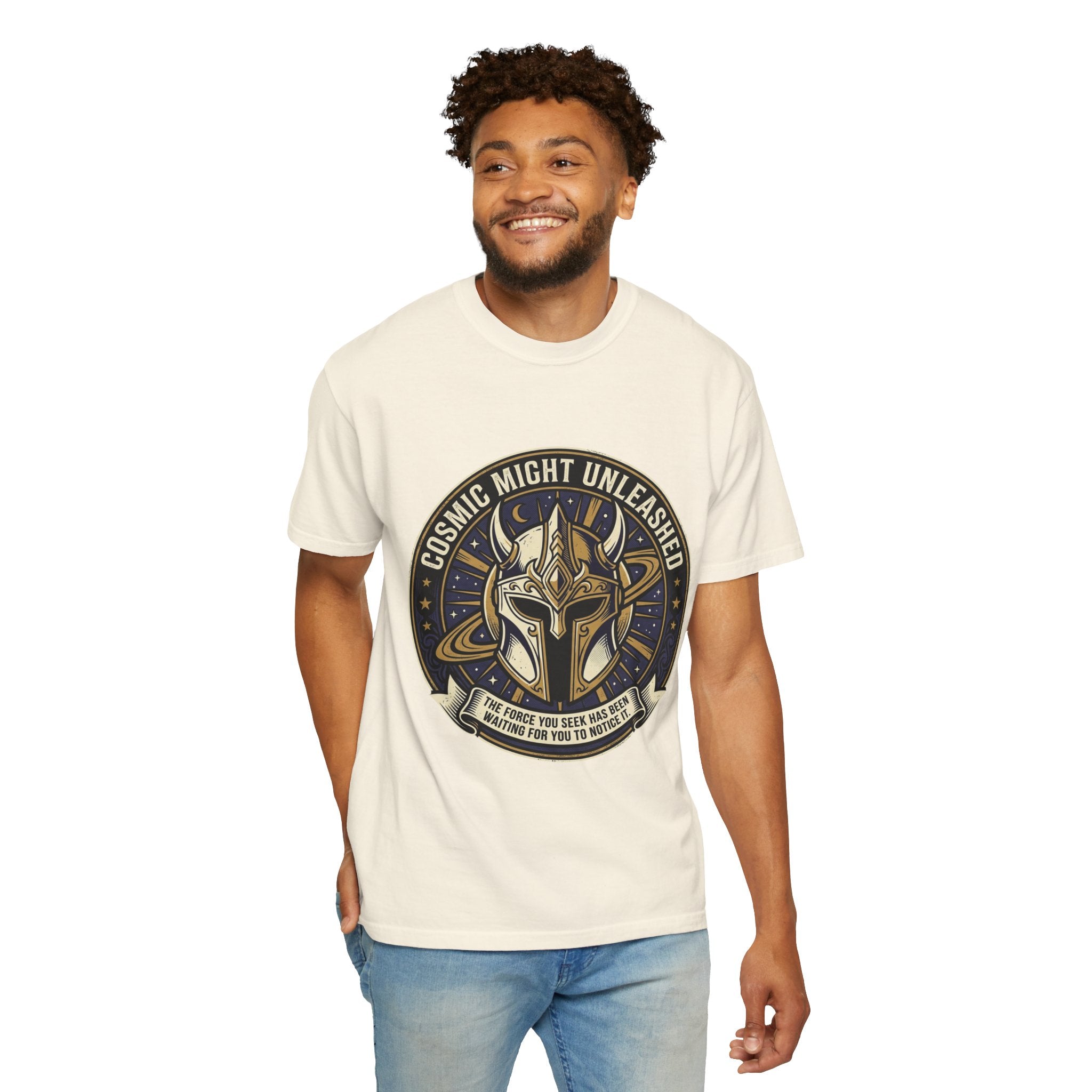 PRB Starforged Flex Cosmic Might Unleashed T-Shirt — Mythic Helmet Graphic Tee by Power Runs Black