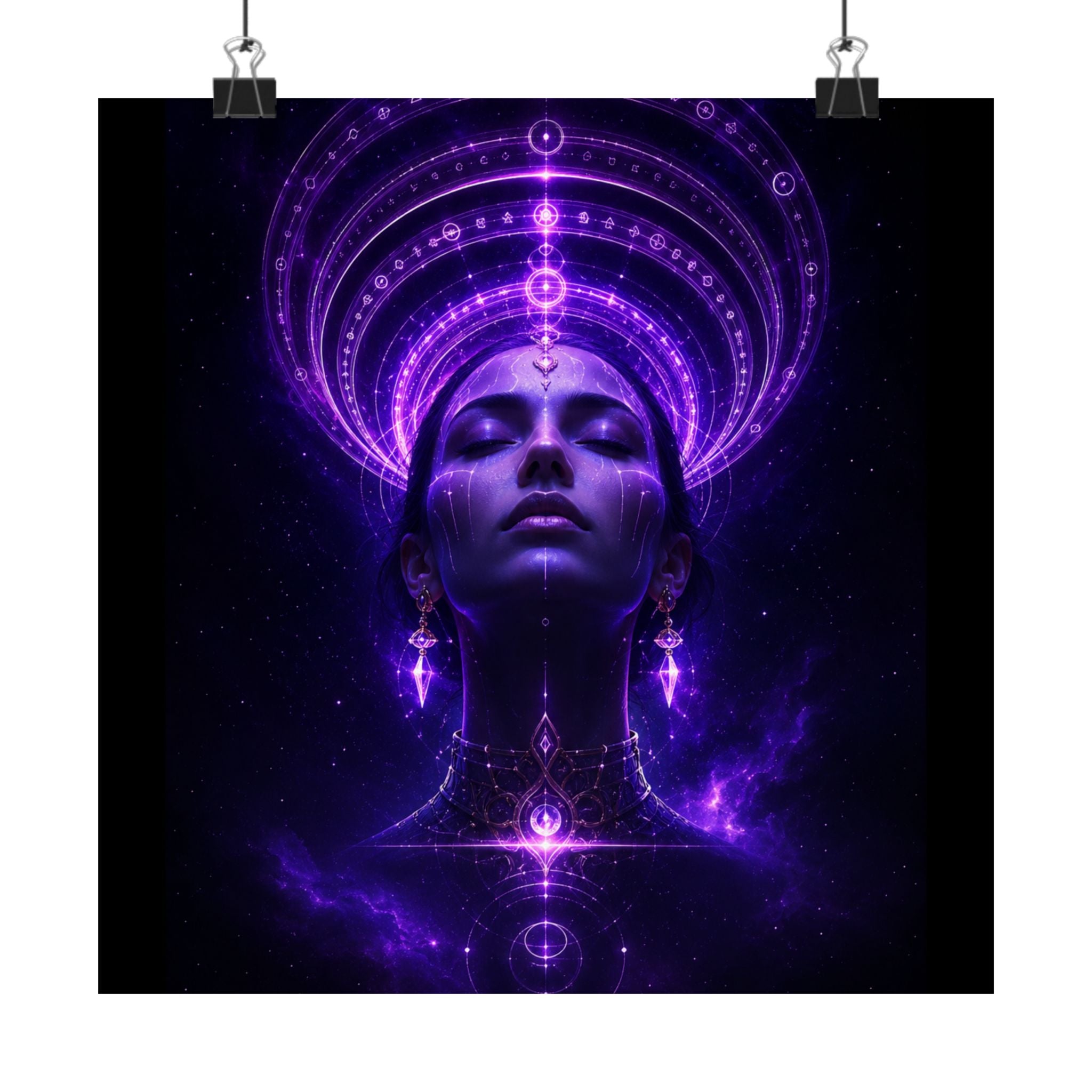Power Runs Black Cosmic Goddess Poster — Purple Spiritual Wall Art Matte Vertical Print by Power Runs Black